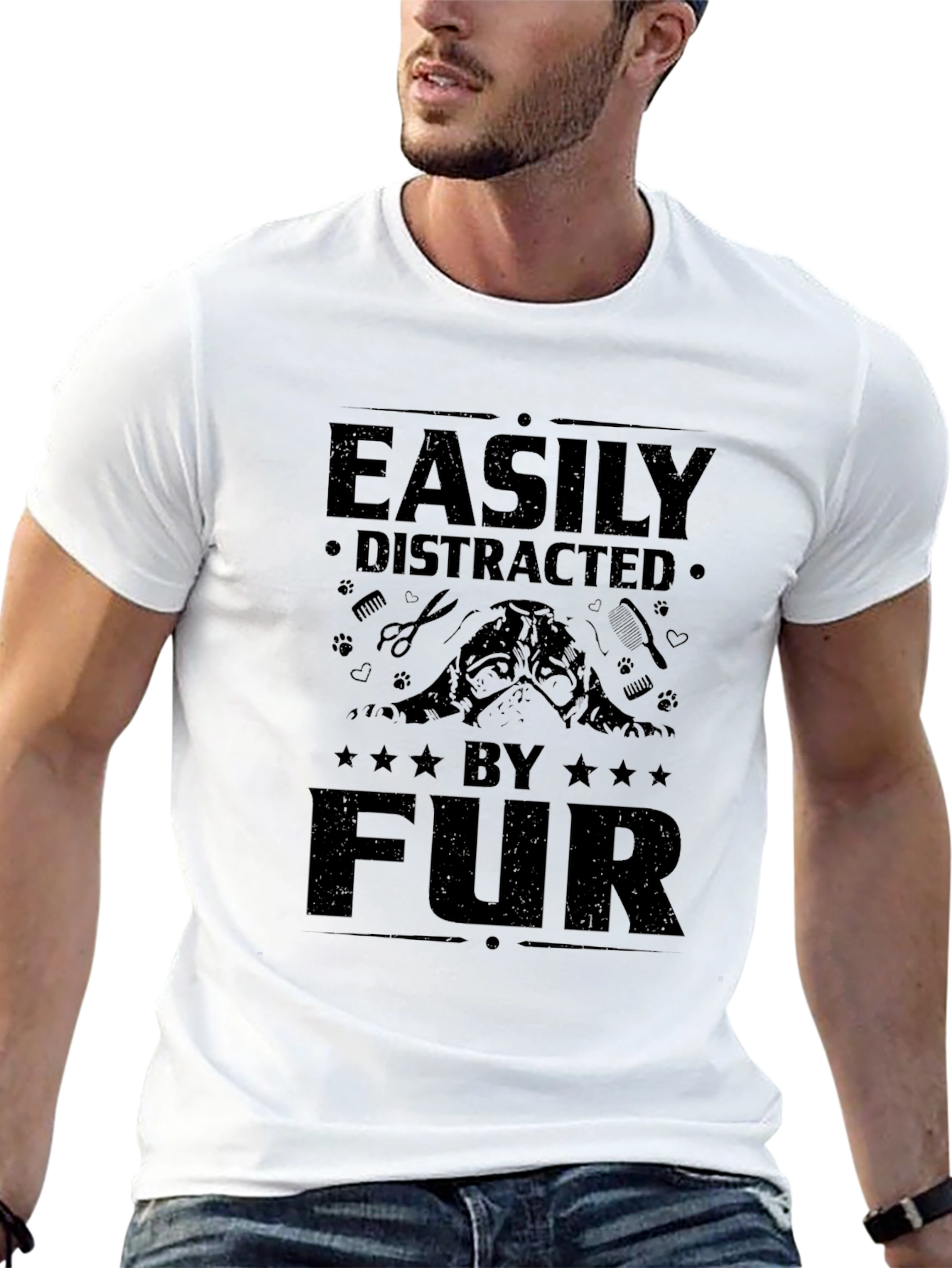 Easily Distracted By Fur Black Graphic Tee
