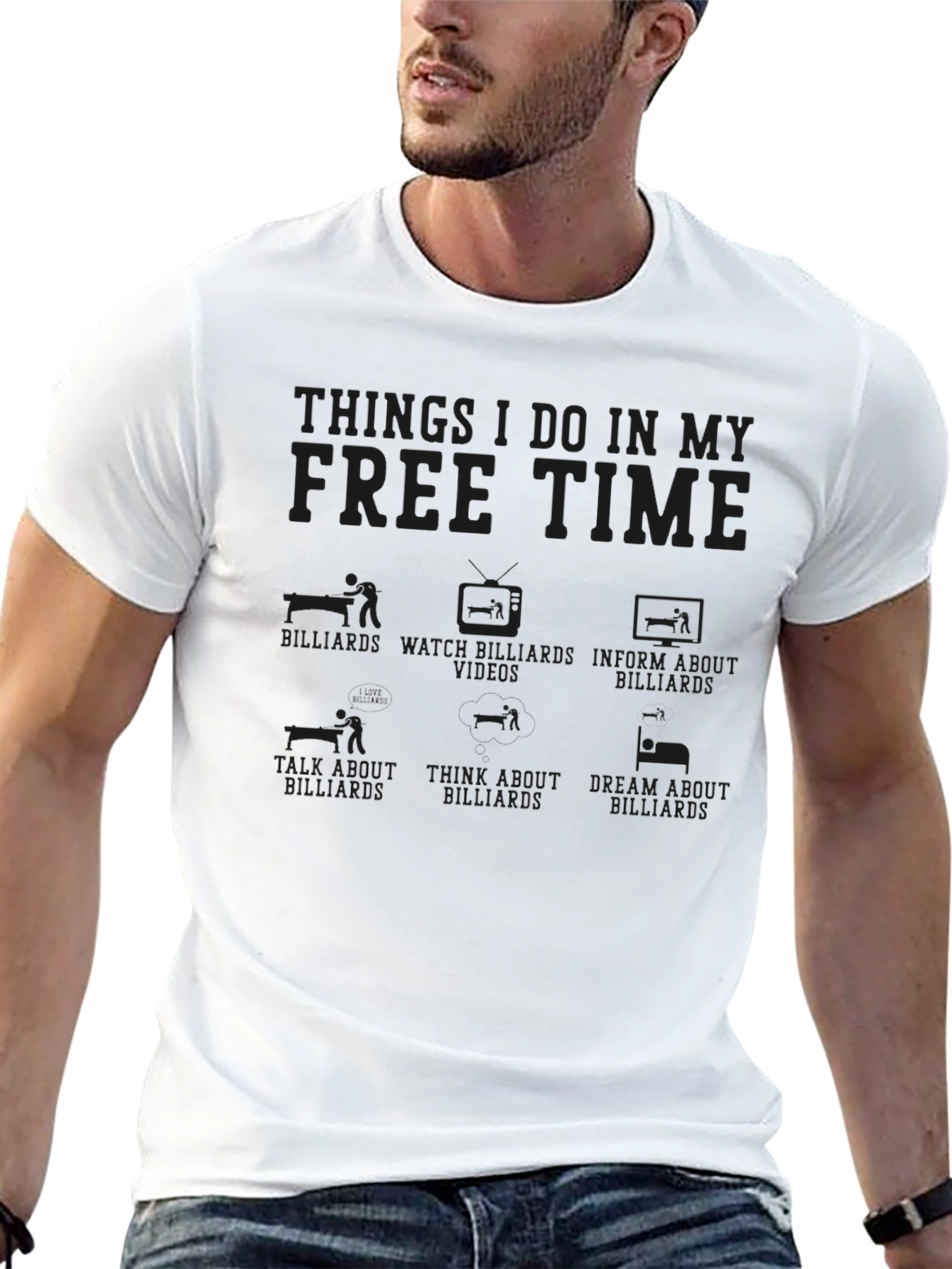 Billiards Free Time T-Shirt - Black Graphic Tee