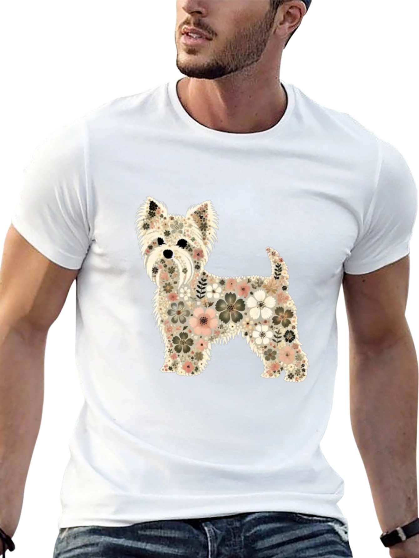 Floral Dog Graphic T-Shirt