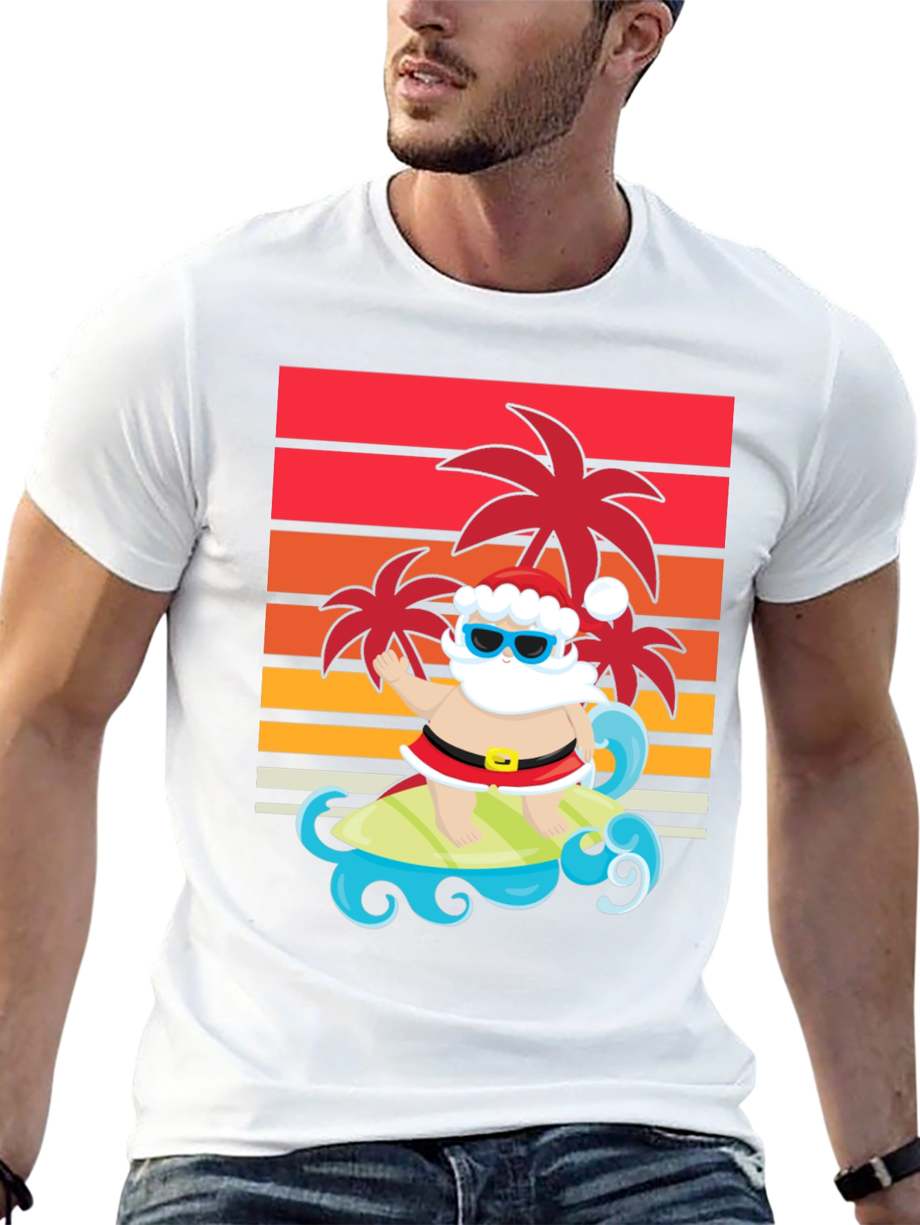 Surfing Santa Graphic Tee - Holiday Fun