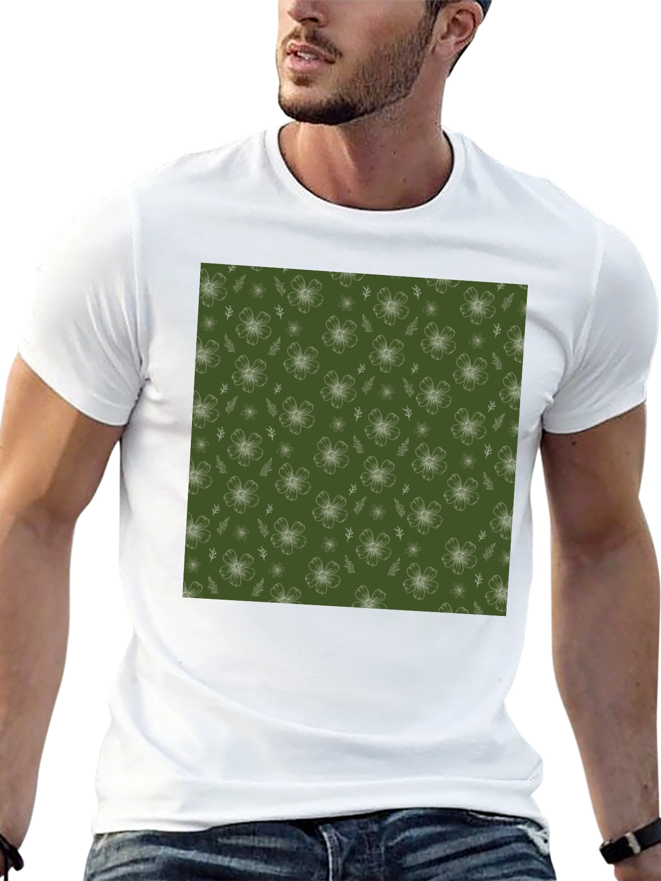 Floral Pattern Black T-Shirt