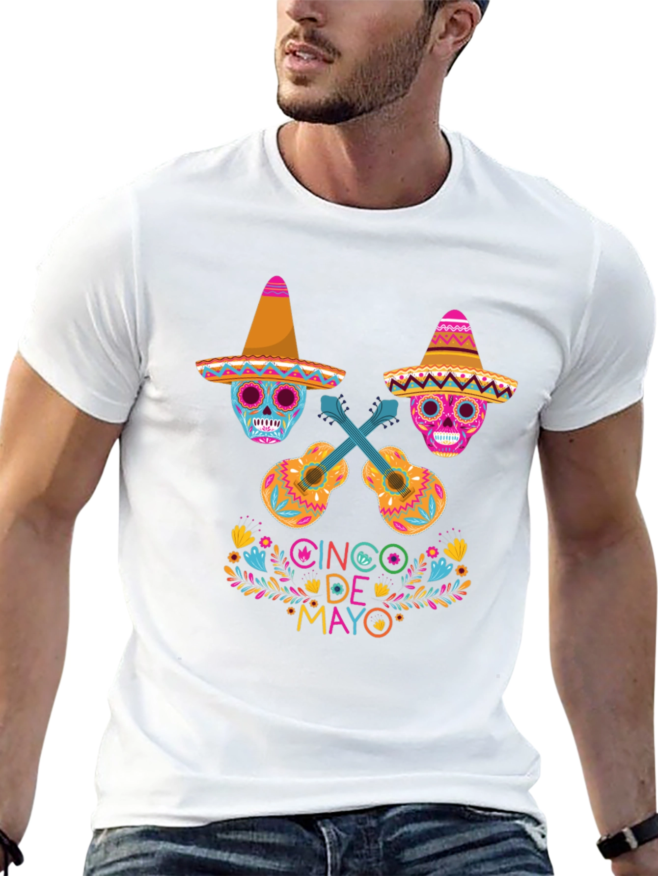 Cinco de Mayo Sugar Skull Guitar T-Shirt