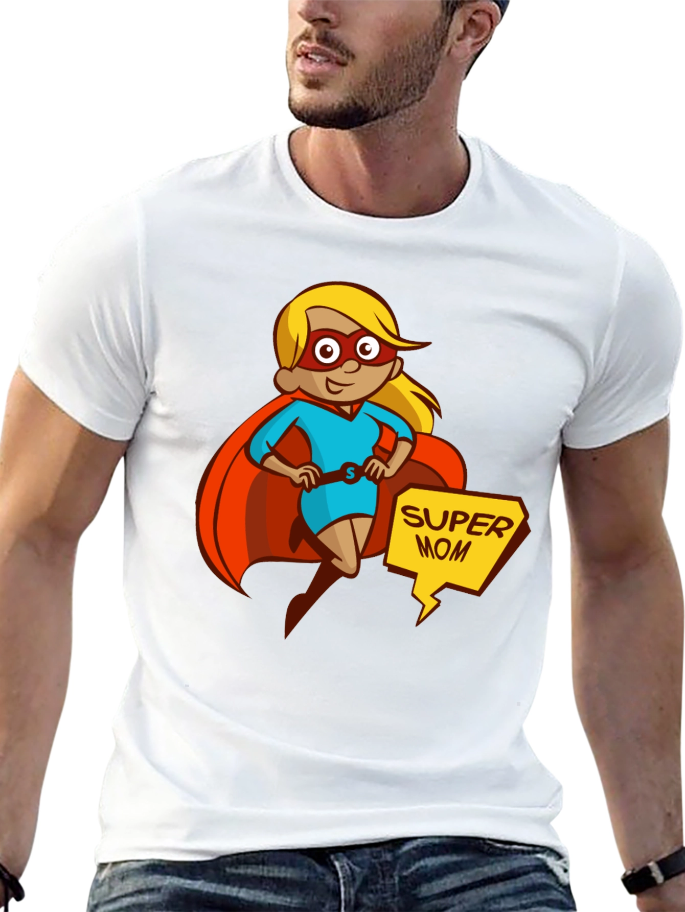 Super Mom T-Shirt - Cartoon Superhero Design