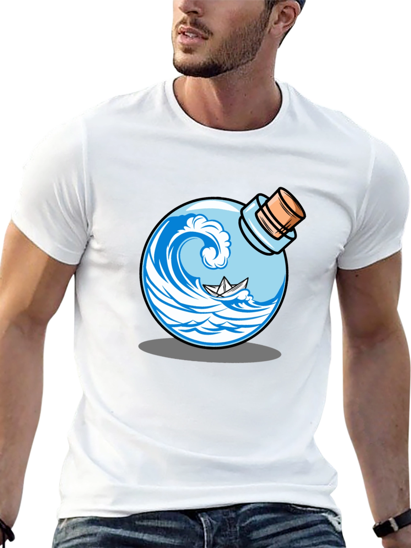 Wave in a Bottle Graphic T-Shirt