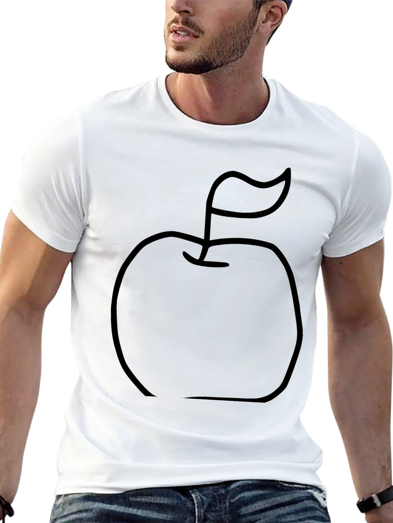 Black Apple Outline Graphic T-Shirt