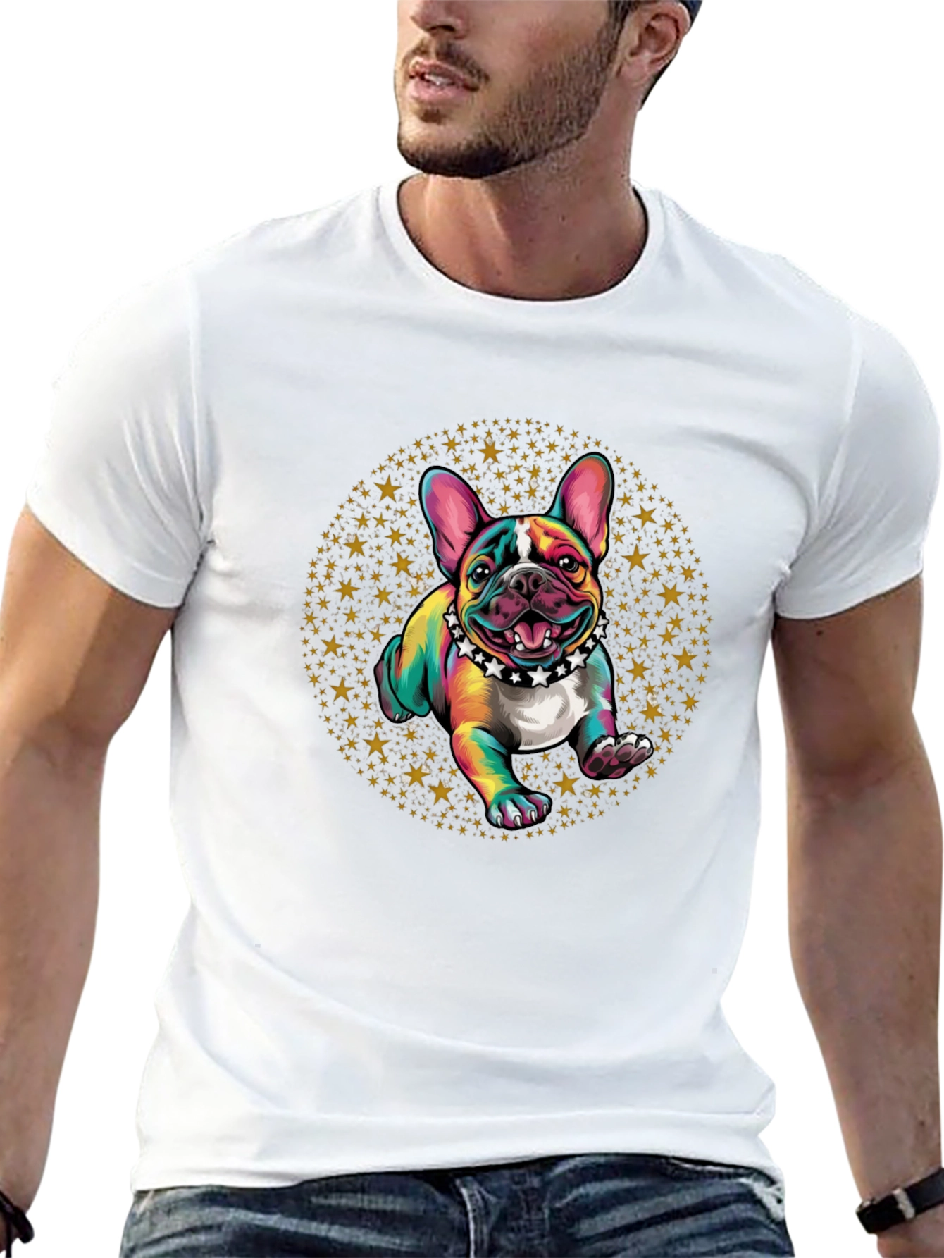 Rainbow French Bulldog Stars T-Shirt