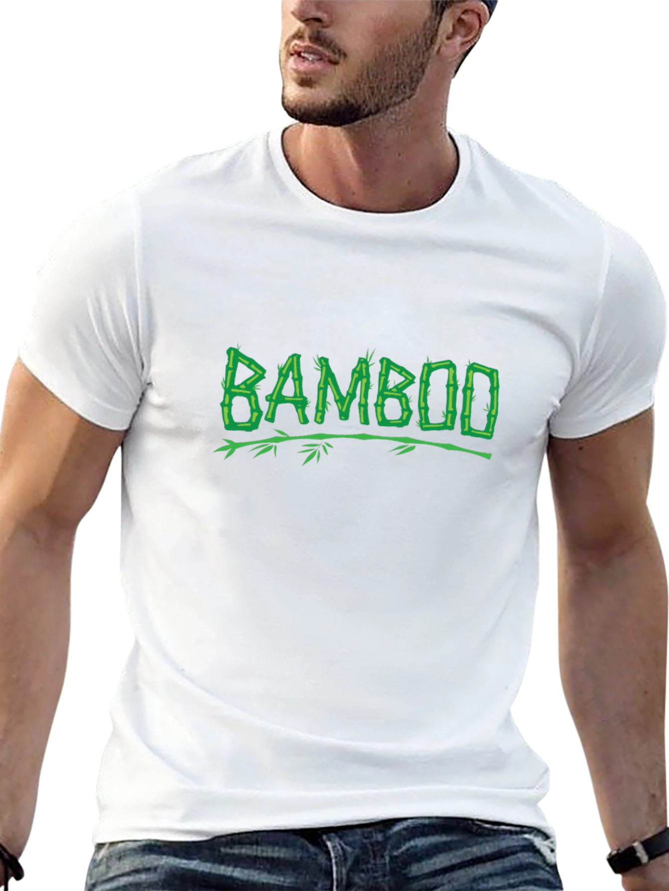 Bamboo Graphic Print Black T-Shirt