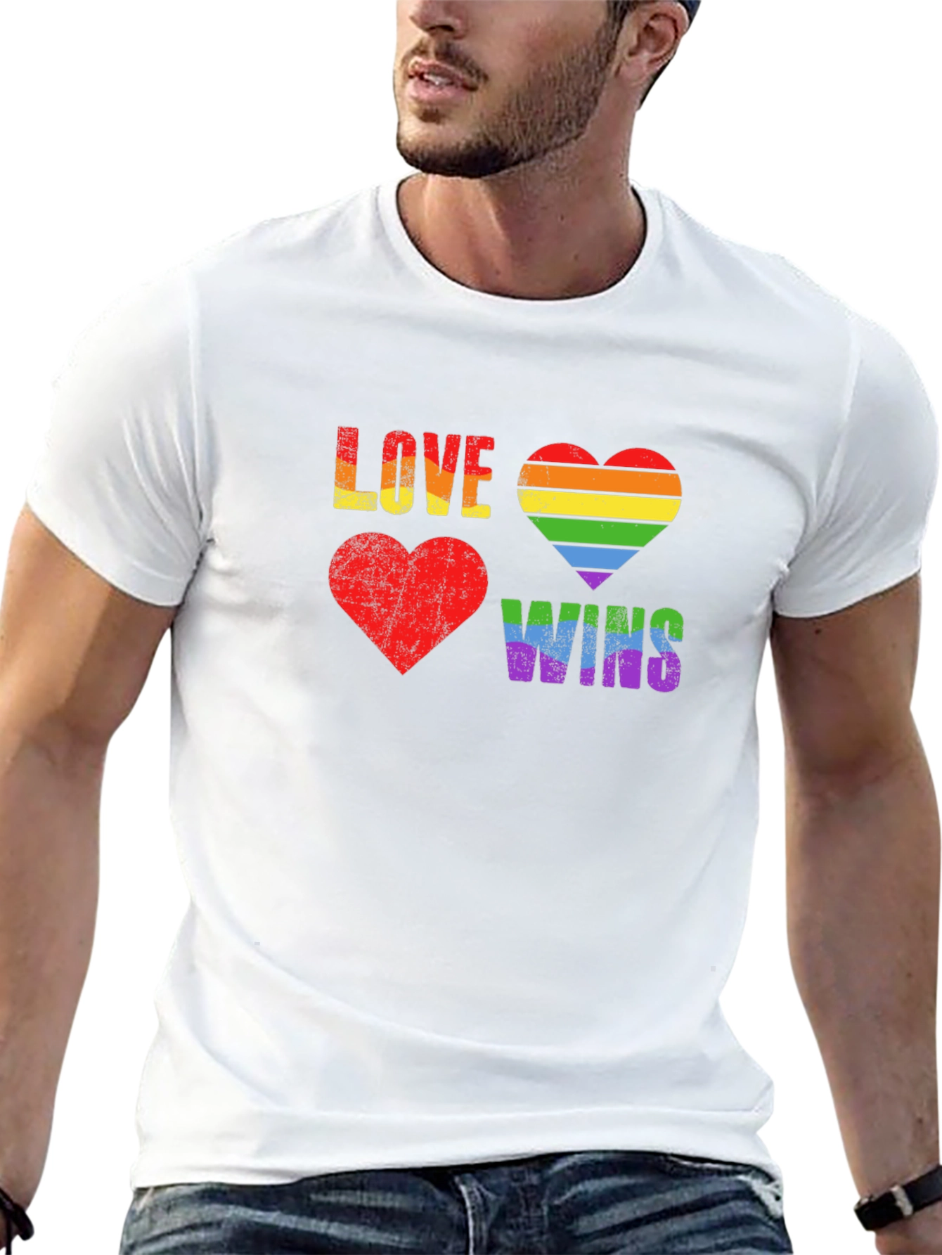 Love Wins Rainbow Heart Graphic Tee