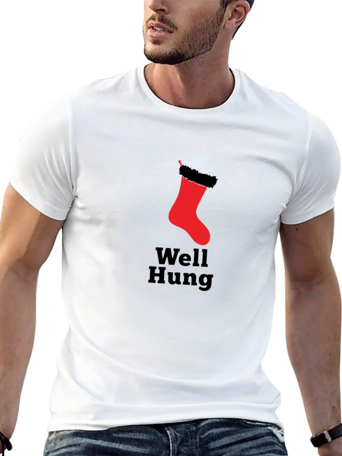 Well Hung Christmas Stocking Graphic T-Shirt