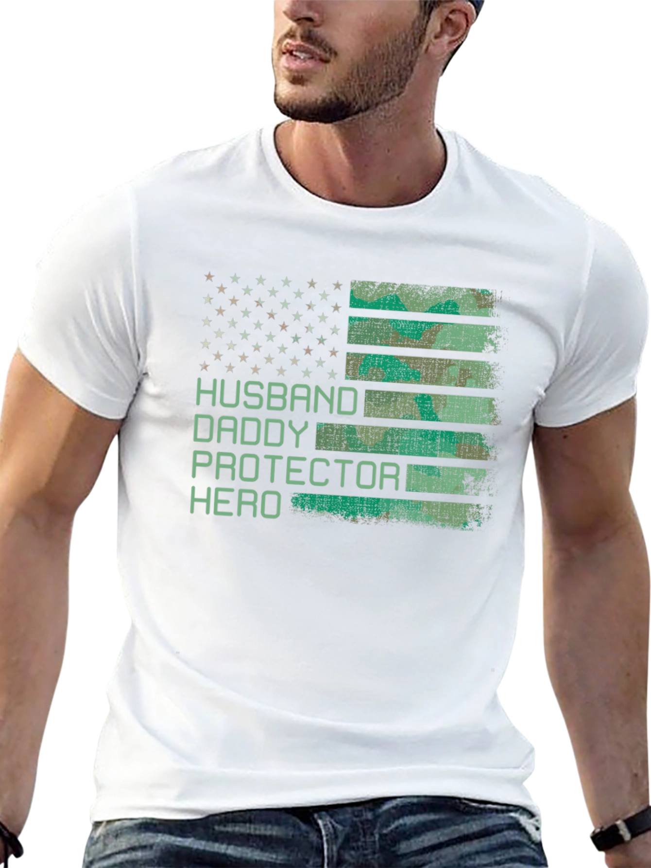 Husband Daddy Protector Hero Patriotic T-Shirt