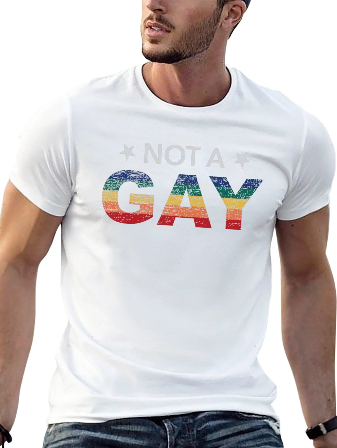 Not A Gay Pride Rainbow Graphic T-Shirt