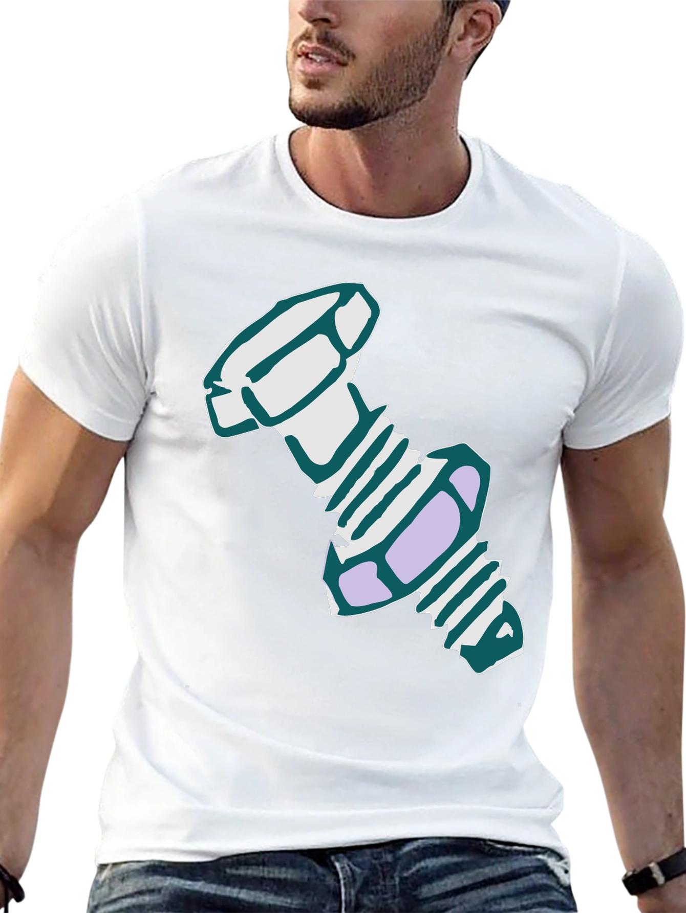 Novelty Cartoon Bolt Graphic Black T-Shirt