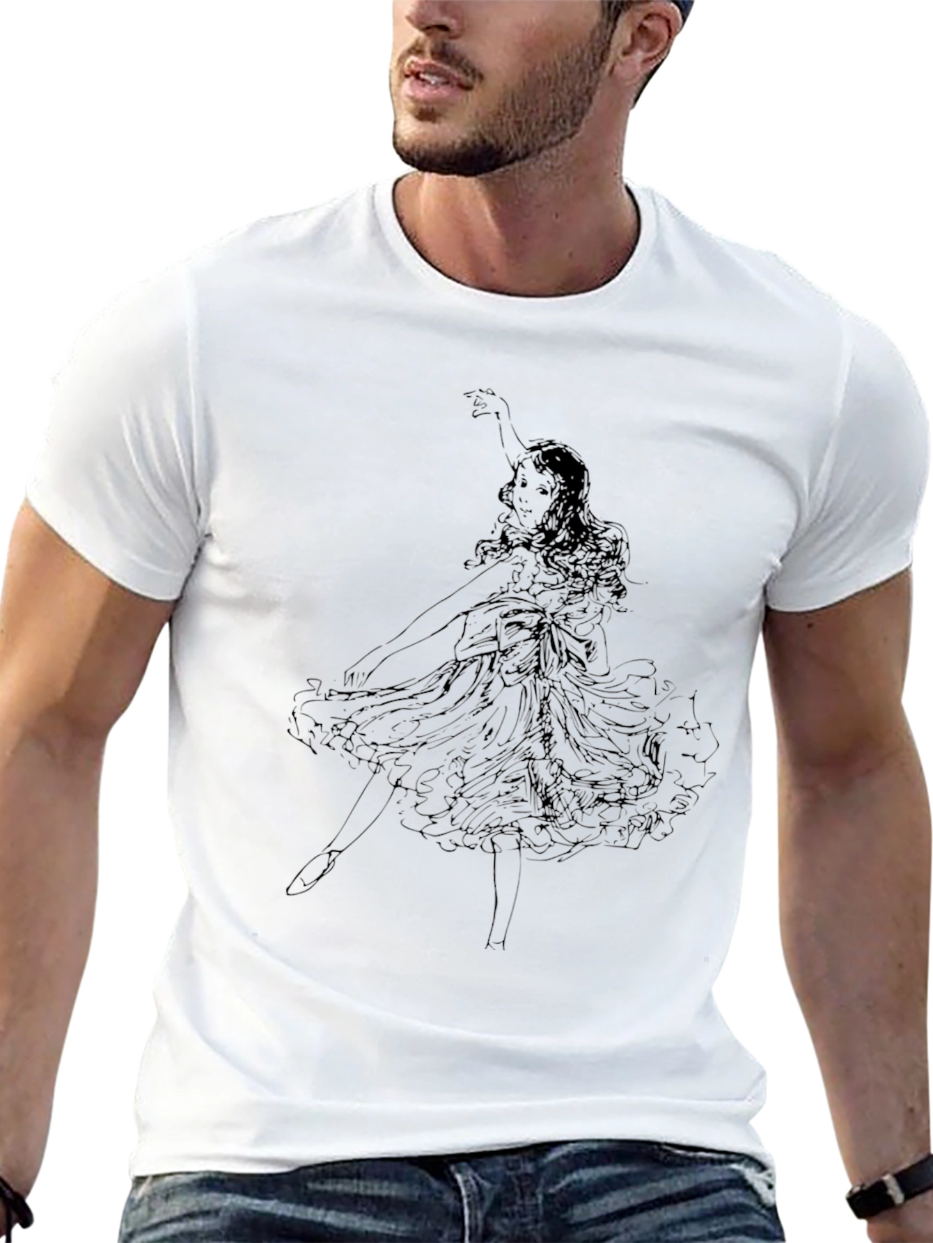 Elegant Dancer Graphic Black T-Shirt