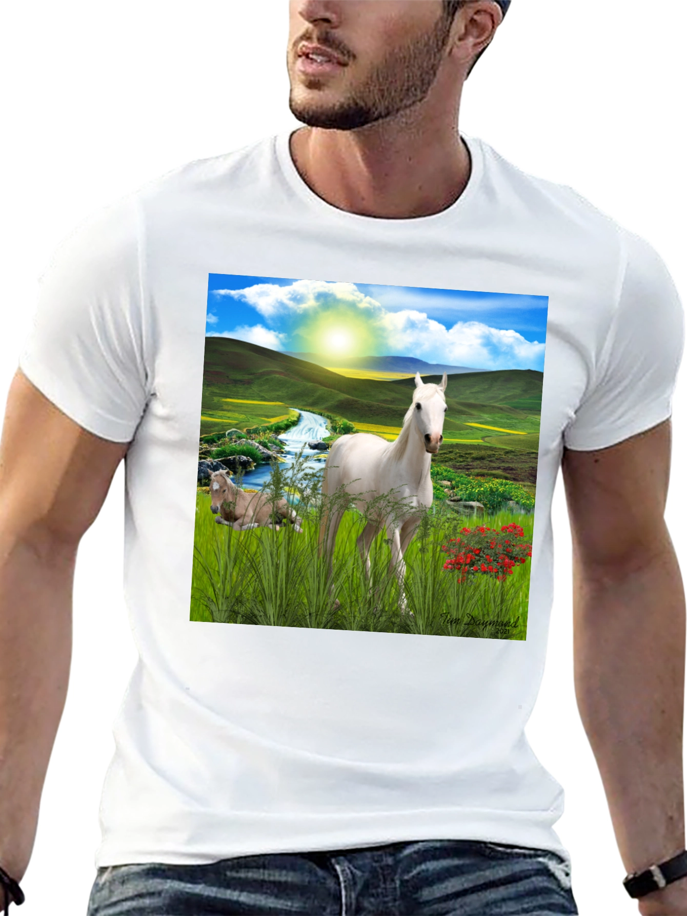 Horse Landscape Graphic Tee - Nature Inspired