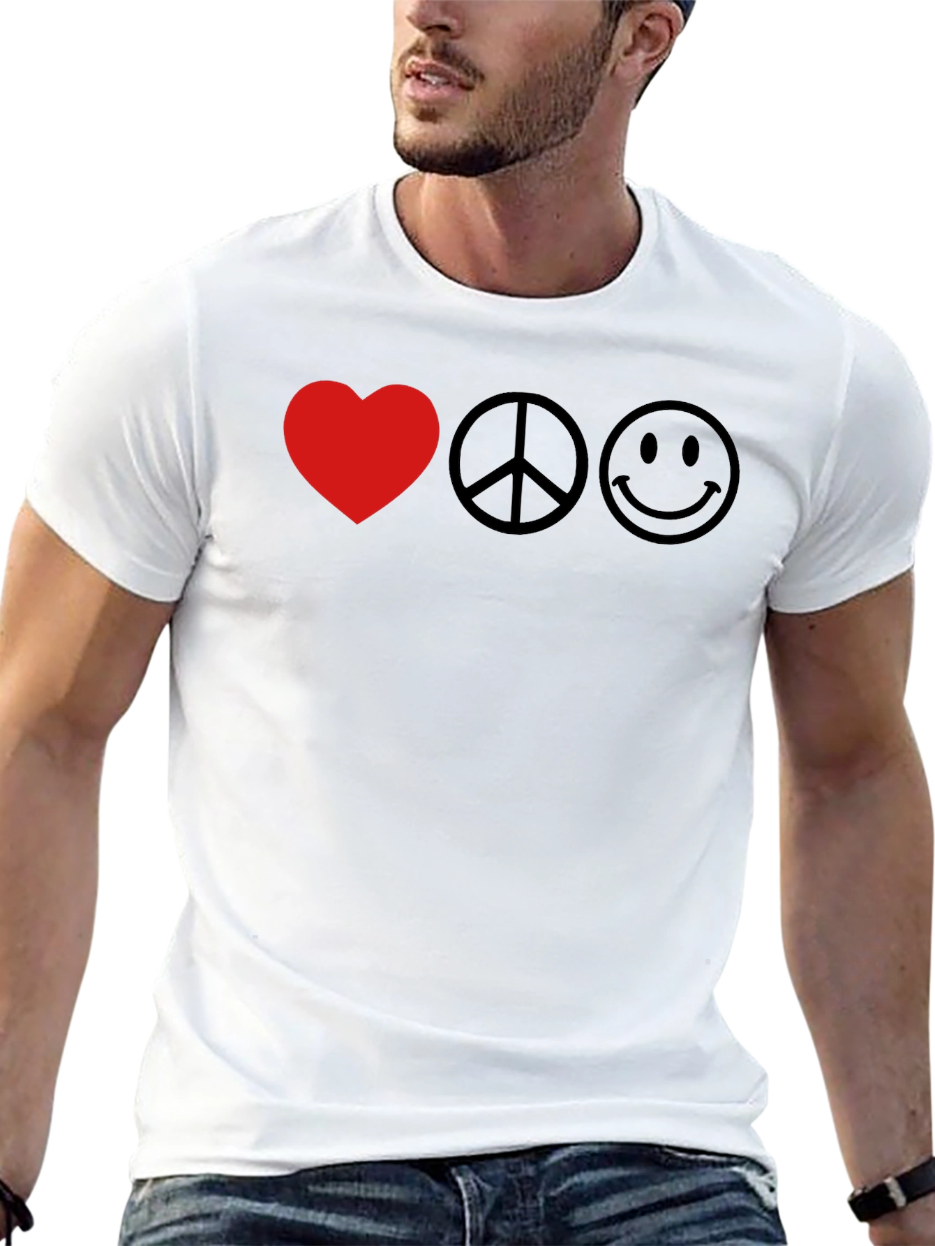 Love Peace Happy Black T-Shirt