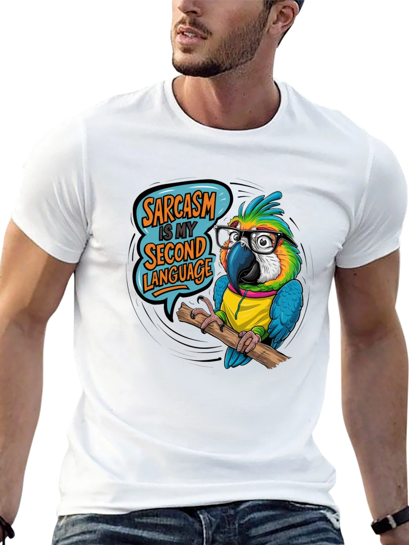 Sarcastic Parrot T-Shirt - Second Language Humor