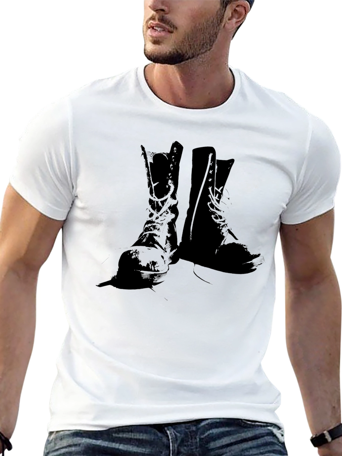Graphic Boot Print Black T-Shirt