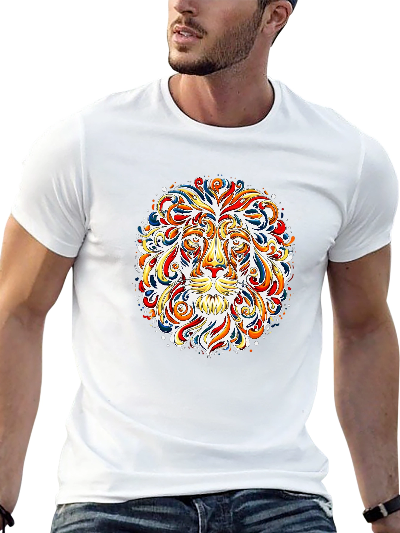 Vibrant Lion Graphic Tee - Bold Art T-Shirt