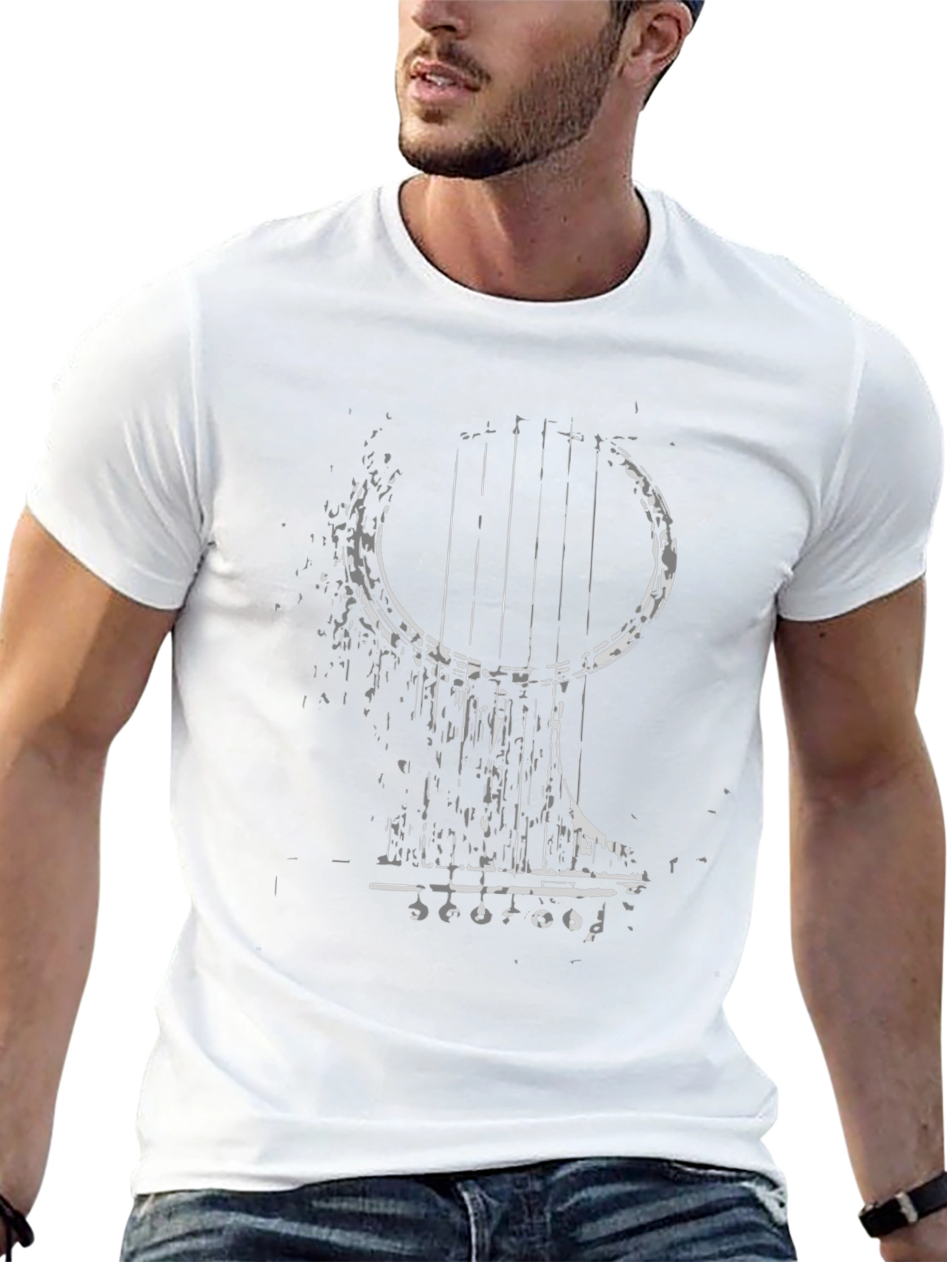 Abstract Guitar Graphic Tee - Black