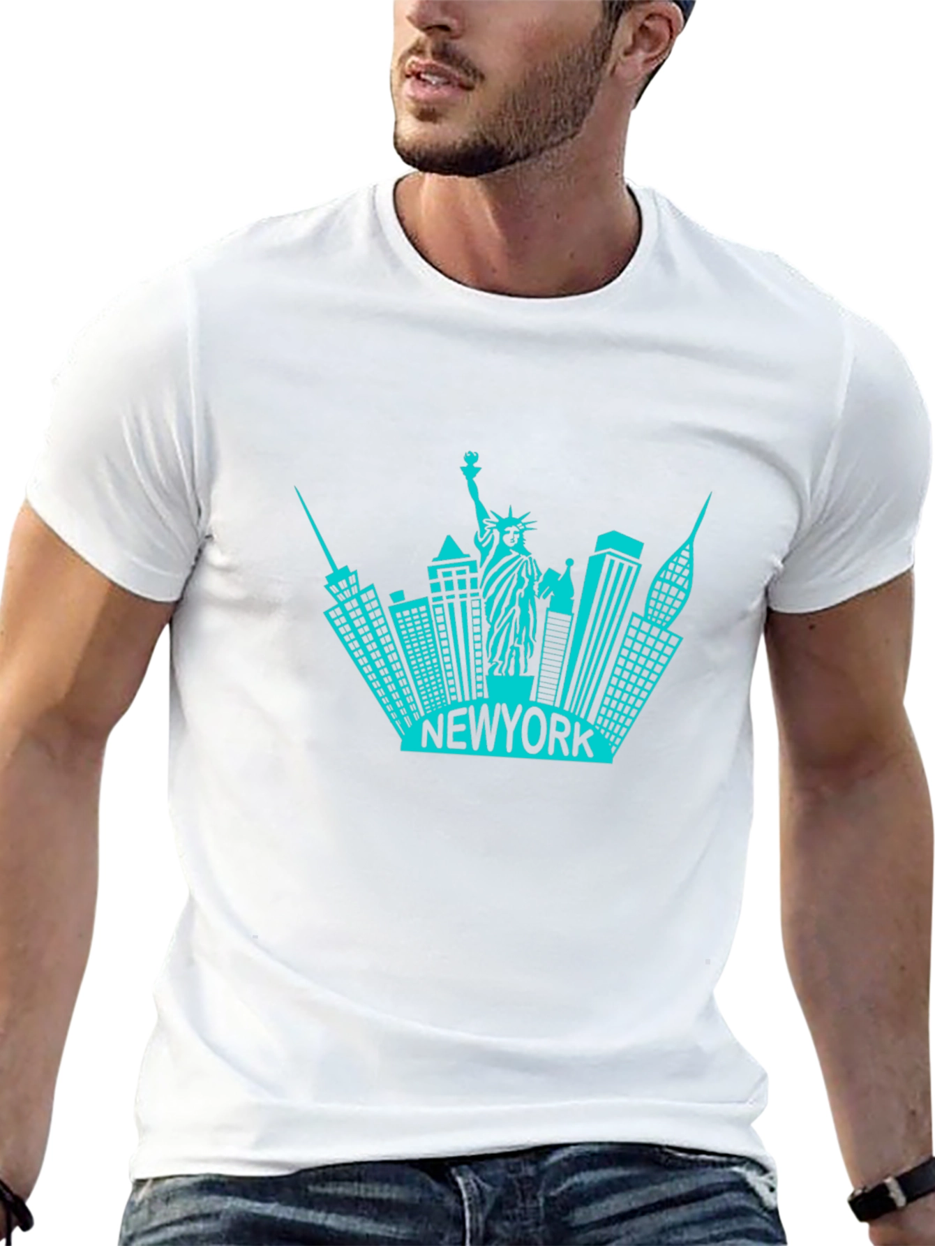New York Skyline Graphic T-Shirt - Black