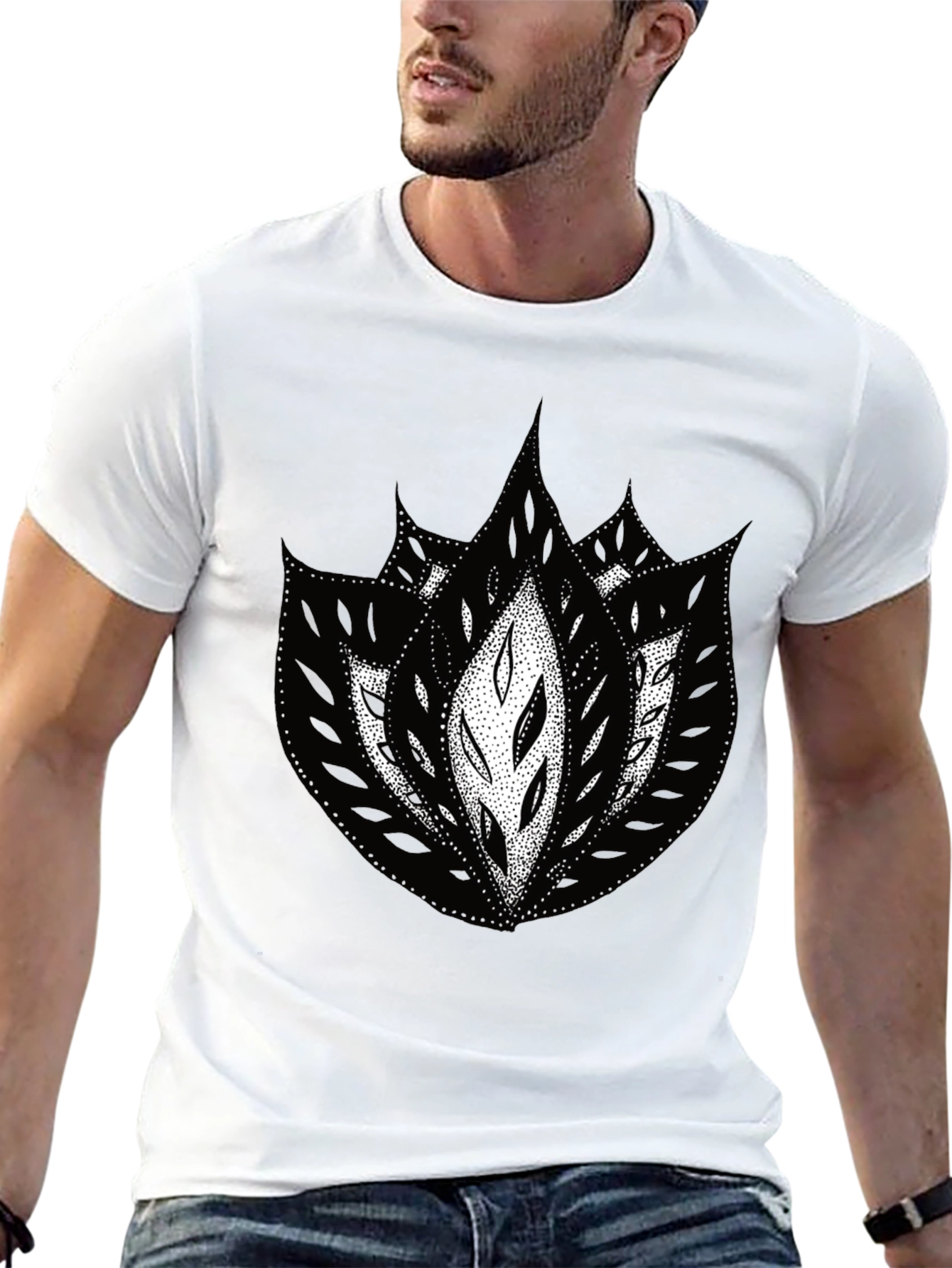 Abstract Floral Graphic Black Tee