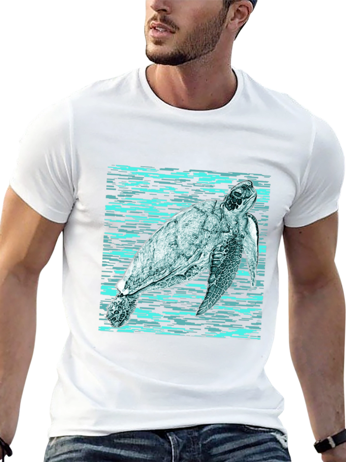 Sea Turtle Graphic Print Black T-Shirt