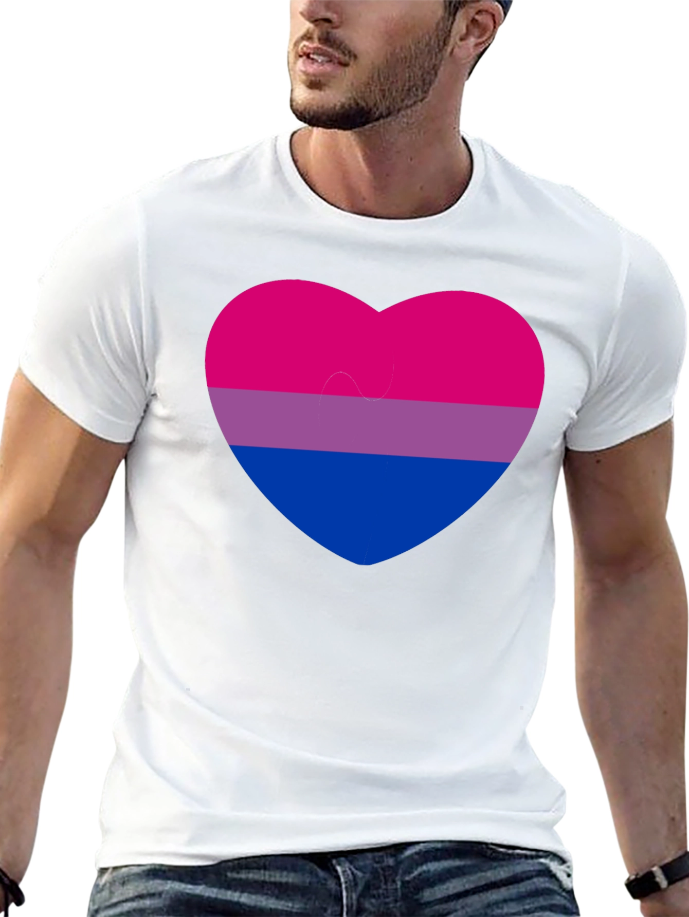 Bisexual Pride Heart Graphic Tee - Black
