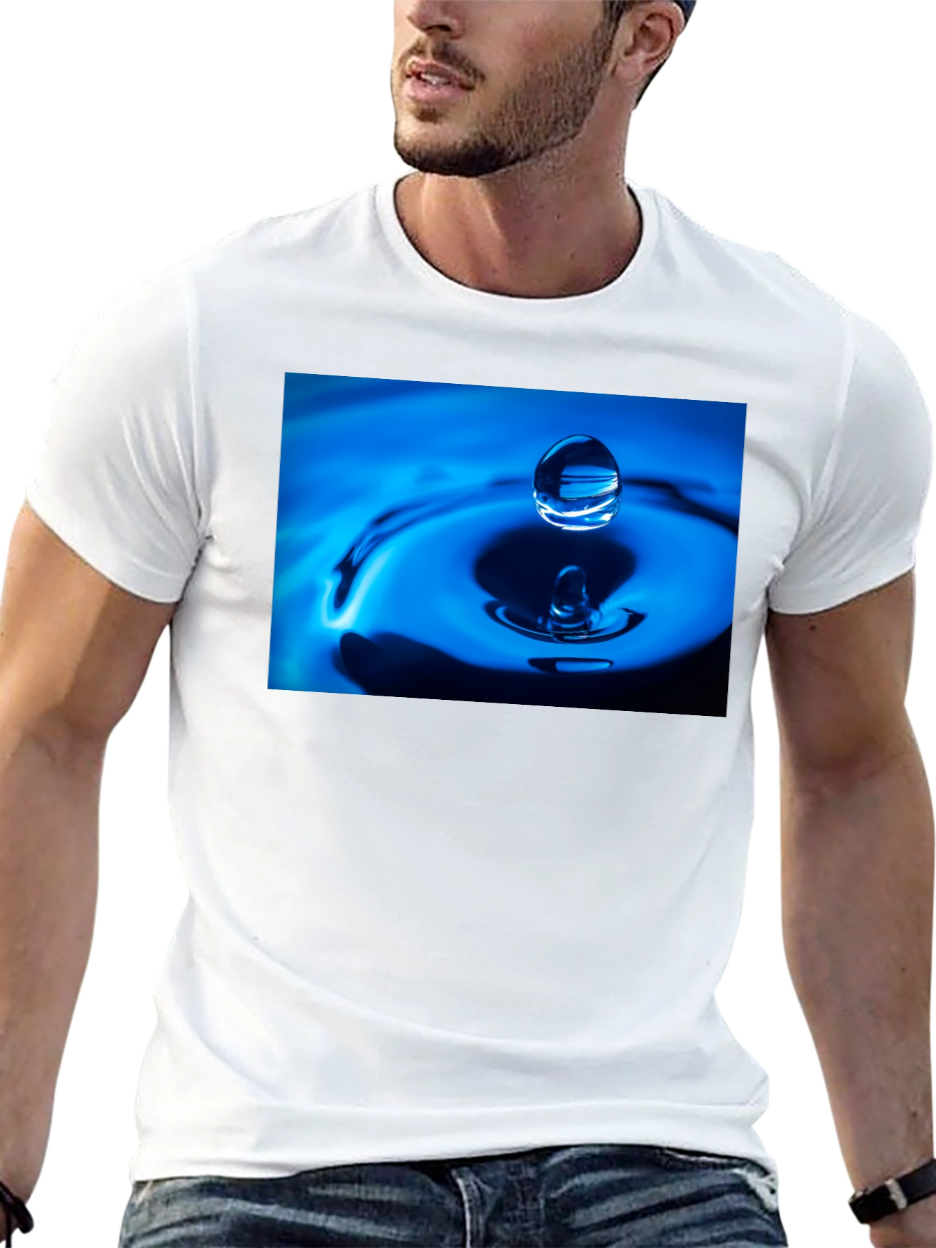 Water Drop Design Black T-Shirt