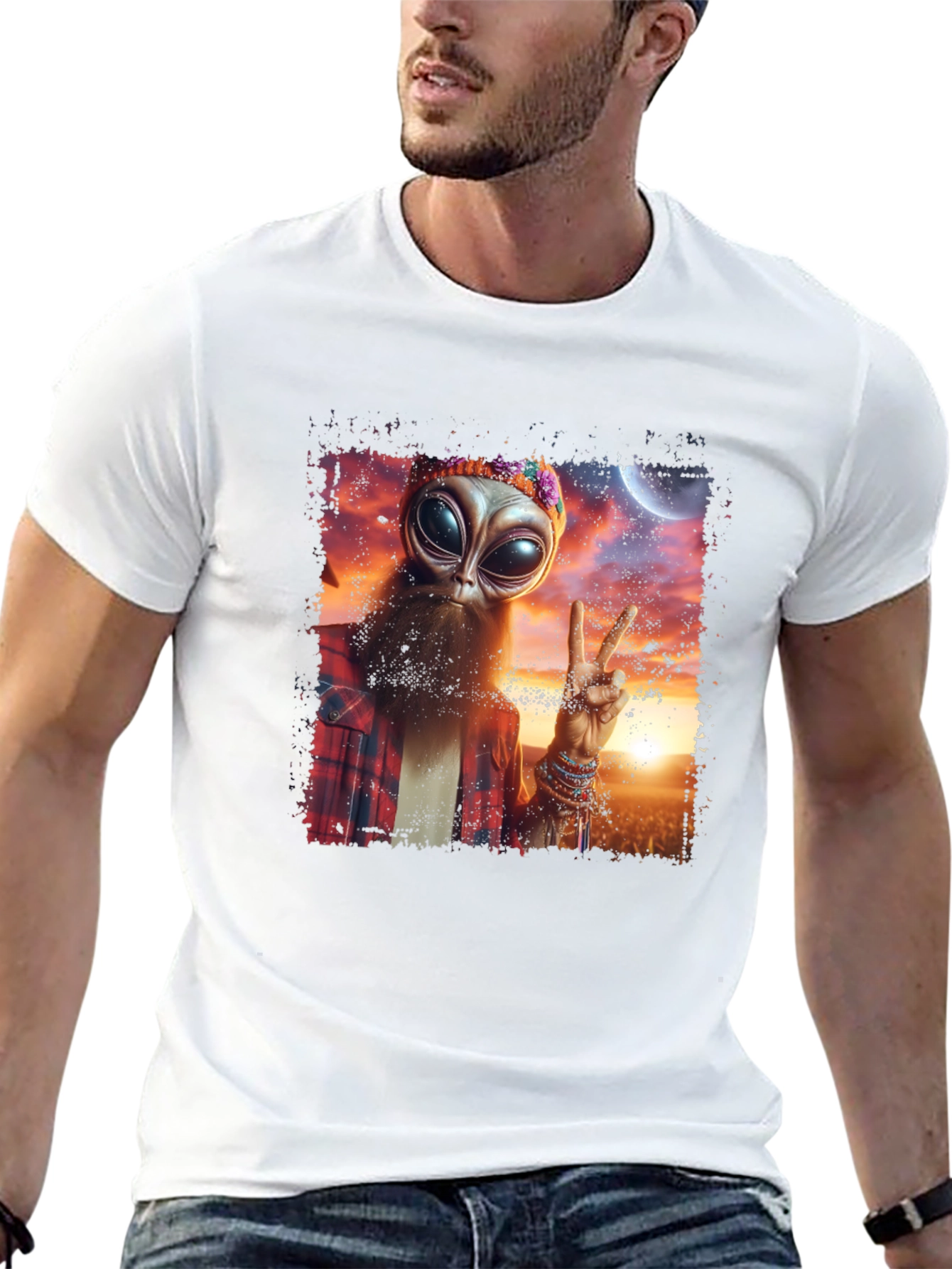Hippie Alien T-Shirt - Peace & Style