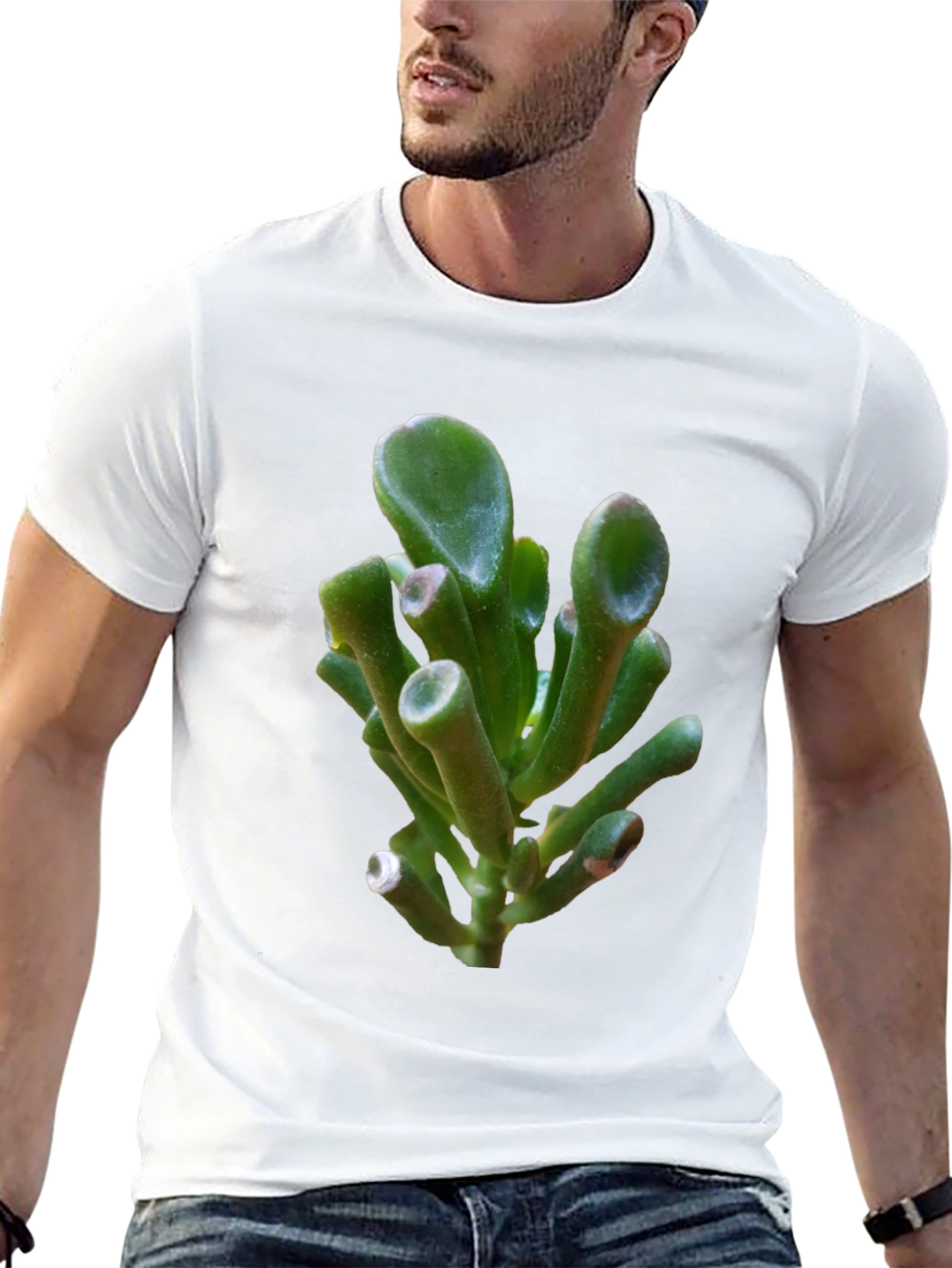 Unique Succulent Graphic Tee - Black Cotton T-Shirt