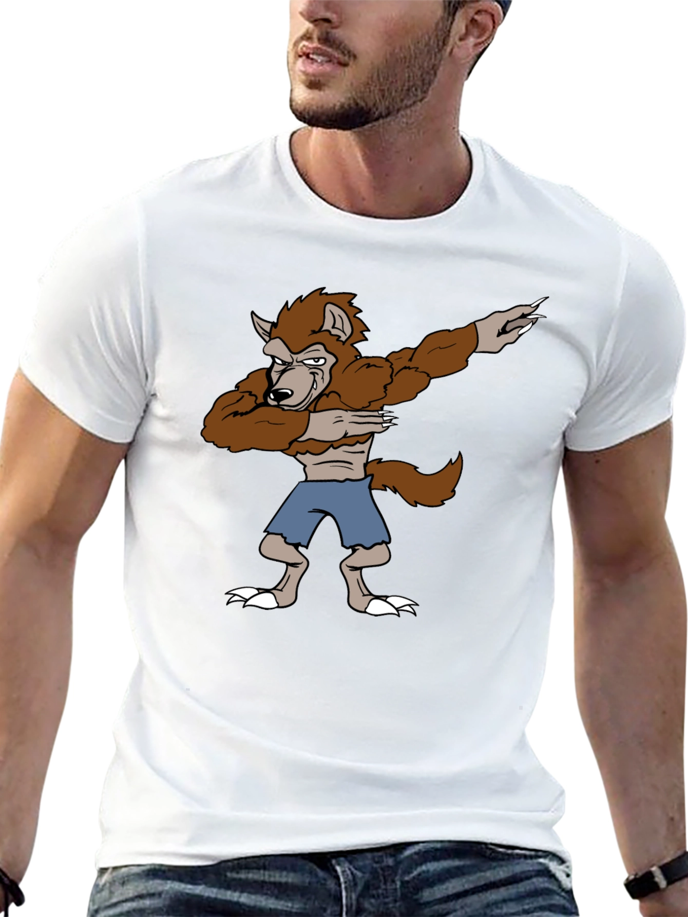 Dabbing Werewolf Graphic T-Shirt - Funny Halloween Tee