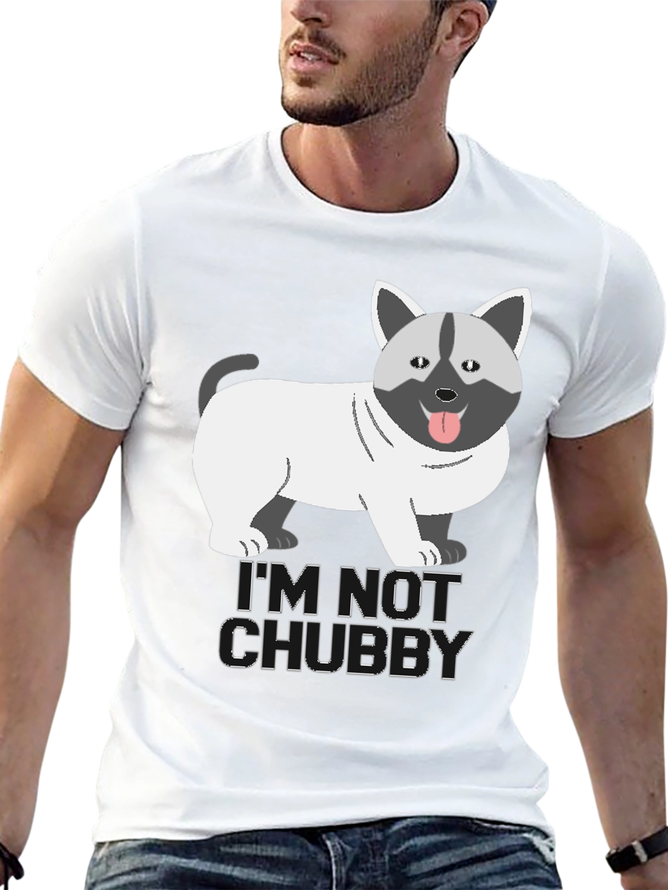Im Not Chubby Dog Cartoon Graphic T-Shirt
