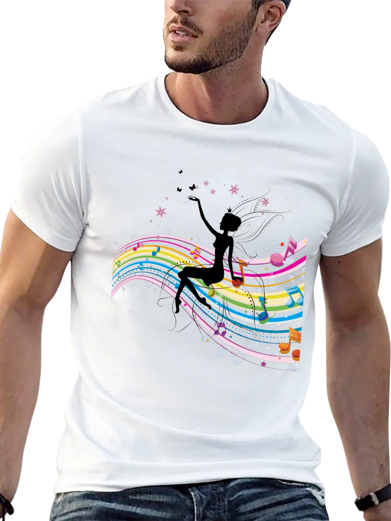 Musical Silhouette Graphic Tee - Black