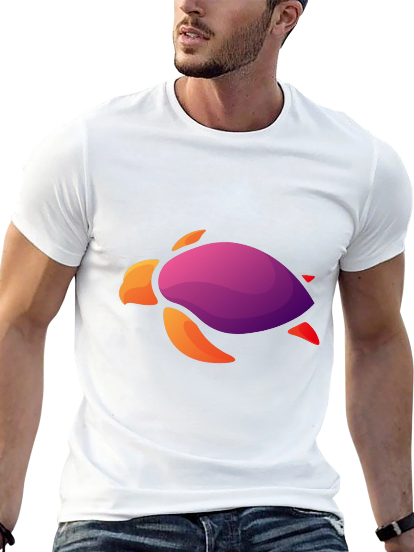 Gradient Turtle Graphic Tee - Cool Casual Style