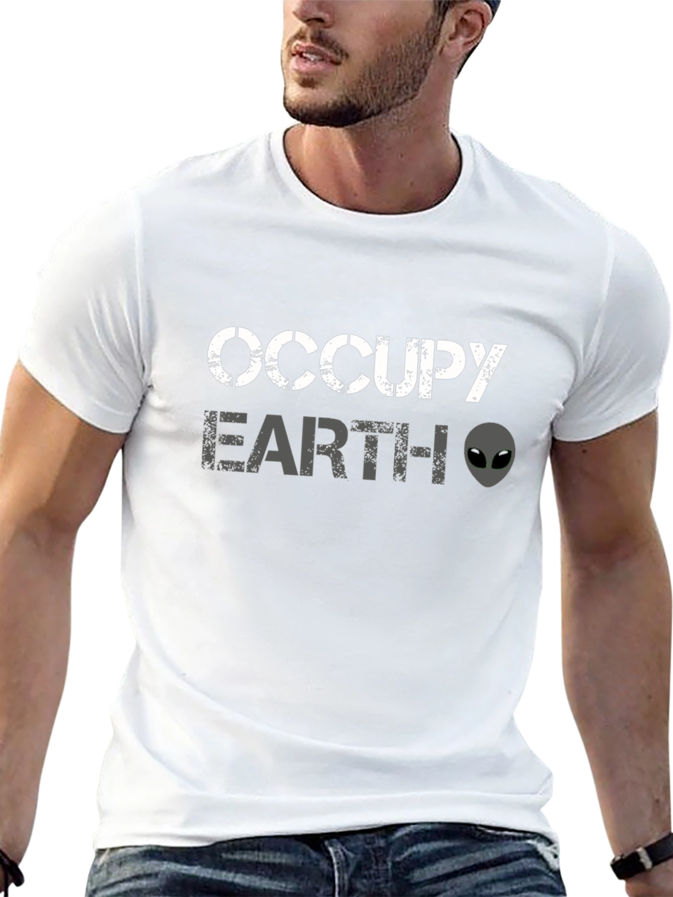 Occupy Earth Alien Graphic Black T-Shirt