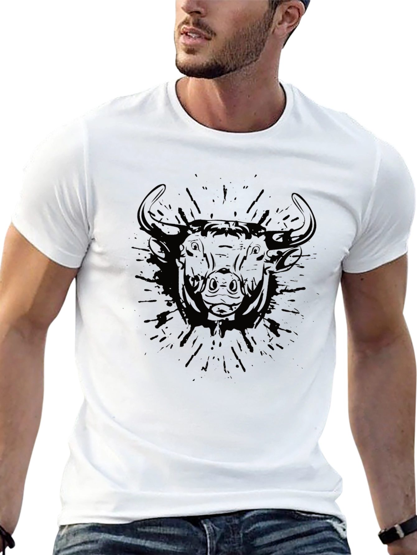 Black Bull Graphic Tee - Mens Stylish Casual T-Shirt