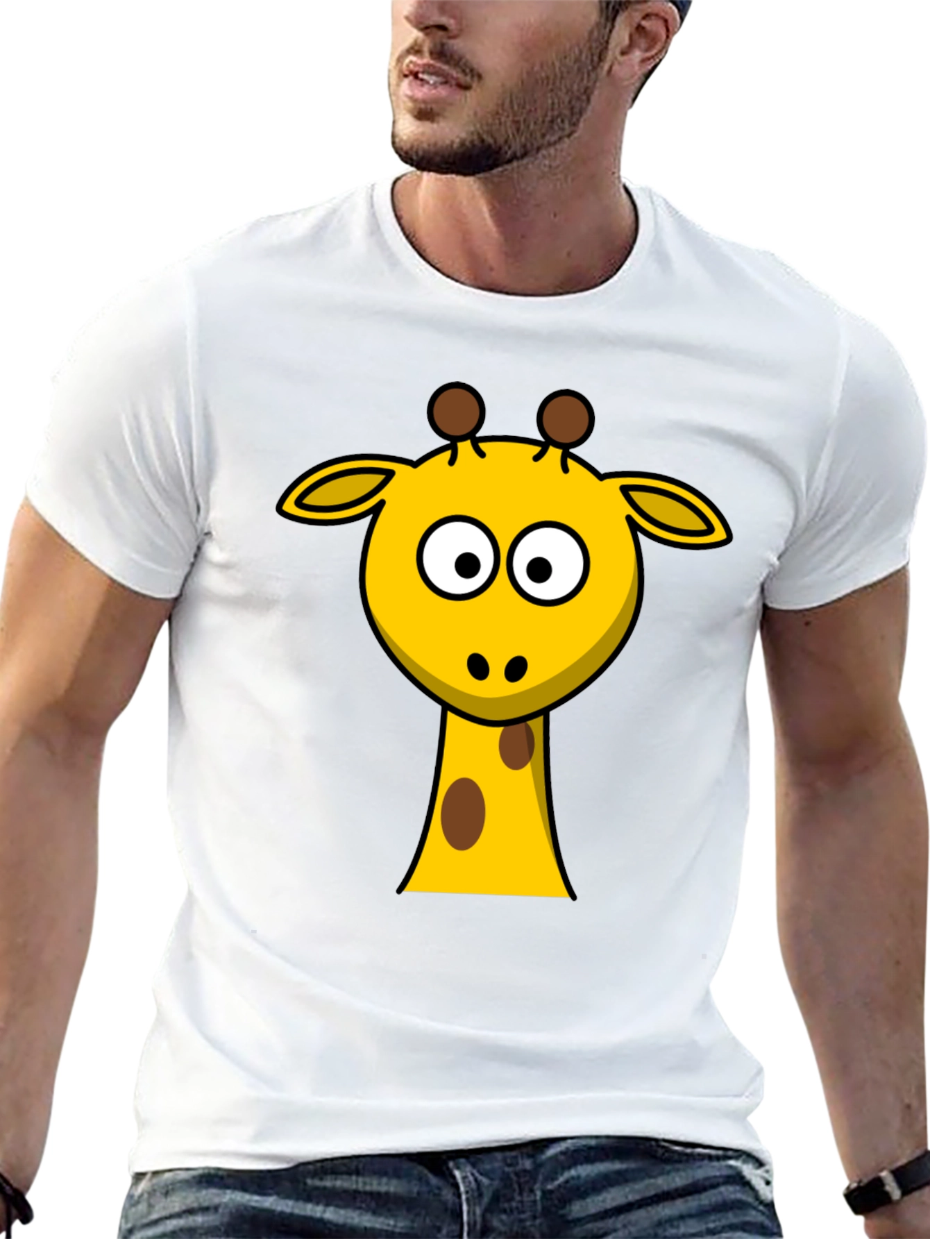 Giraffe Cartoon Black T-shirt