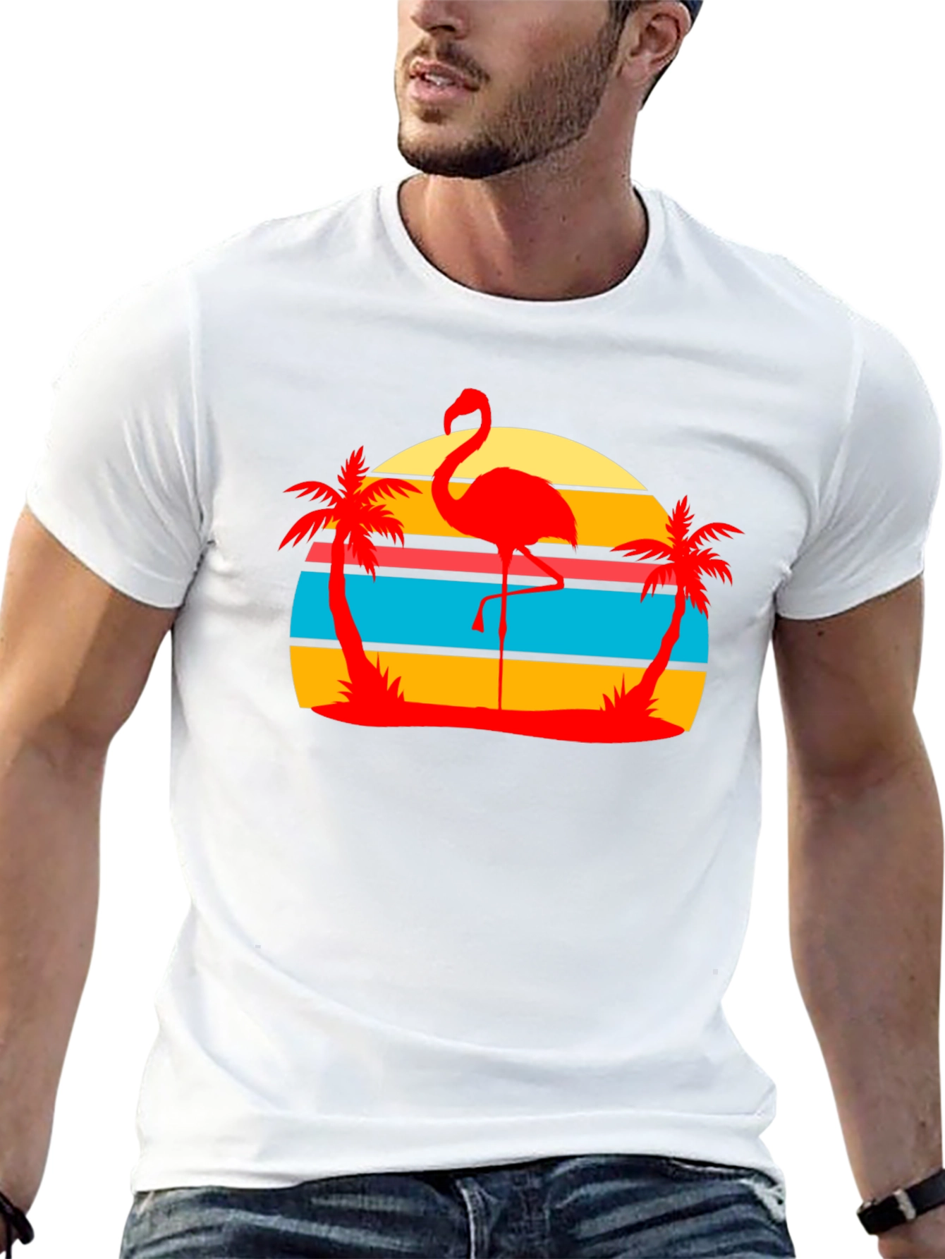 Tropical Flamingo Graphic T-Shirt