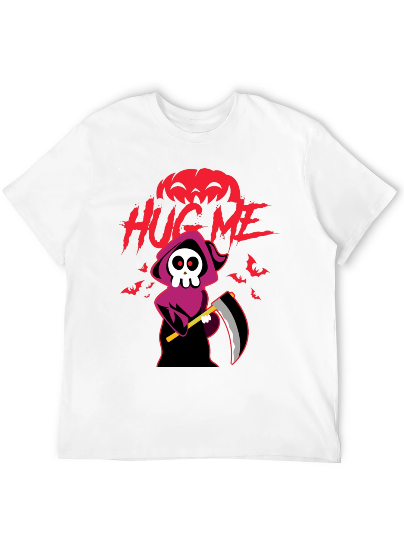 Halloween Grim Reaper Hug Me Black Graphic T-Shirt