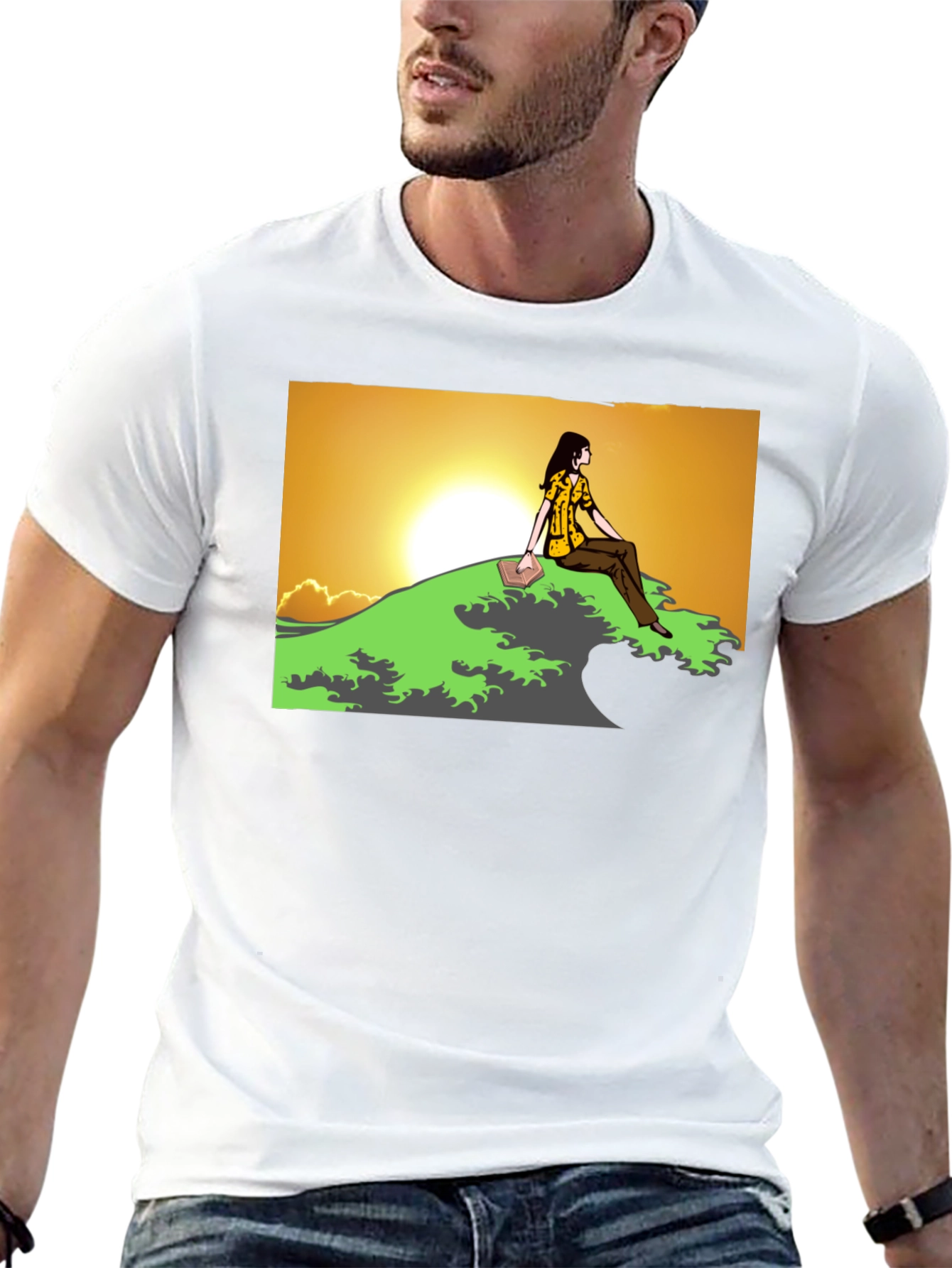 Sunset Reader Graphic Tee - Unique Design