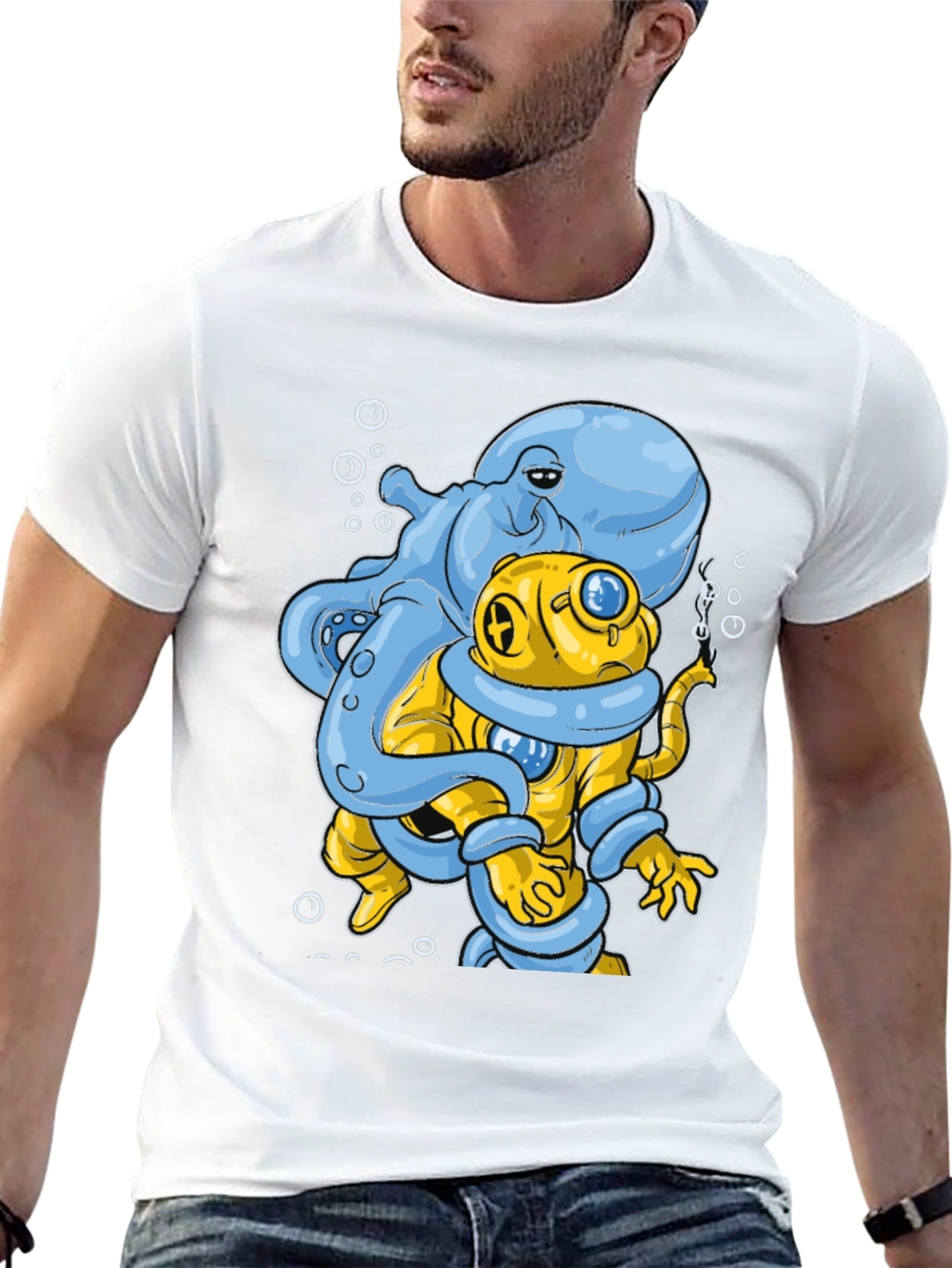Octopus Diver Graphic Tee - Novelty Design