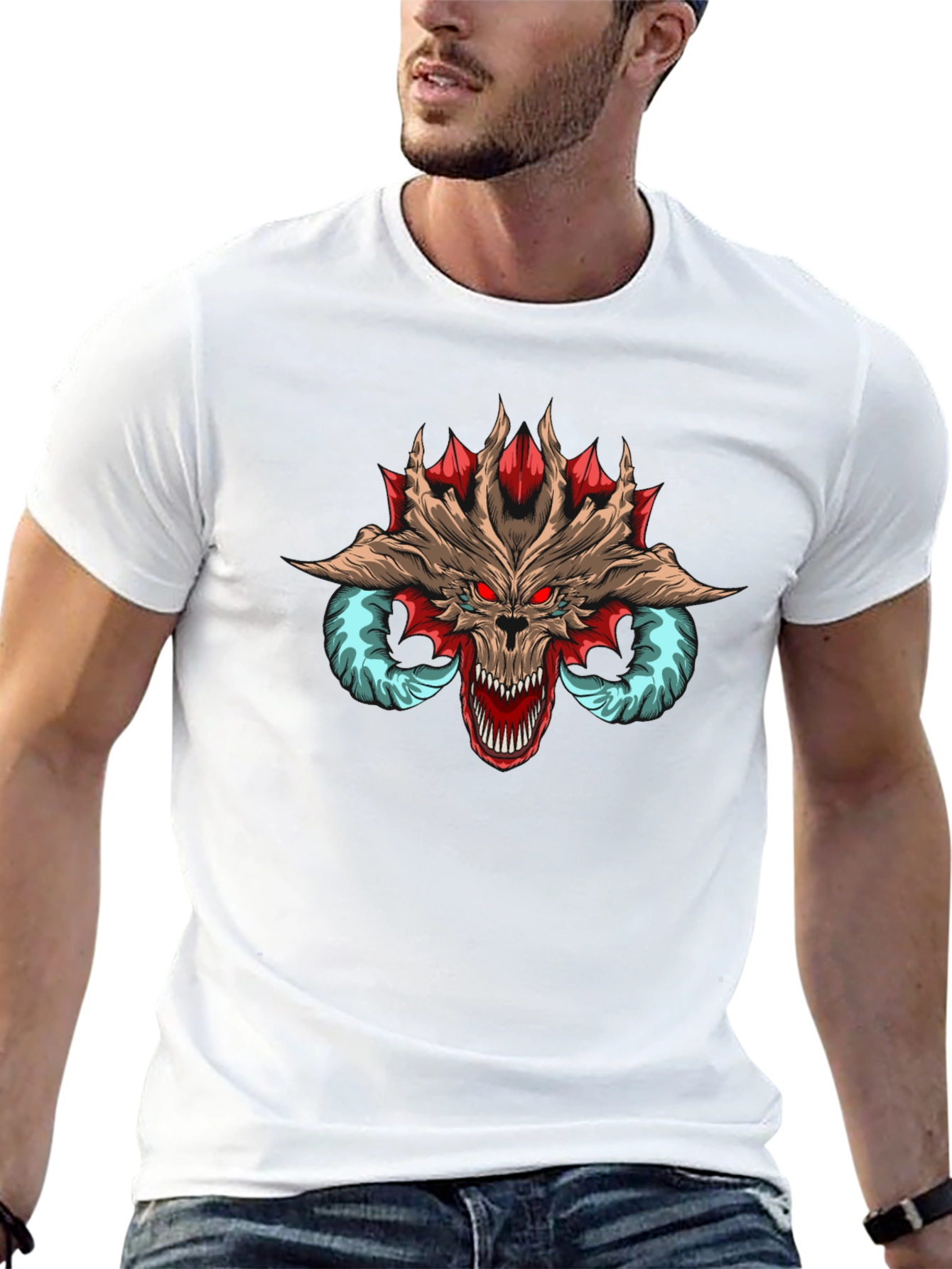 Dragon Skull Graphic Tee - Mens Black T-Shirt