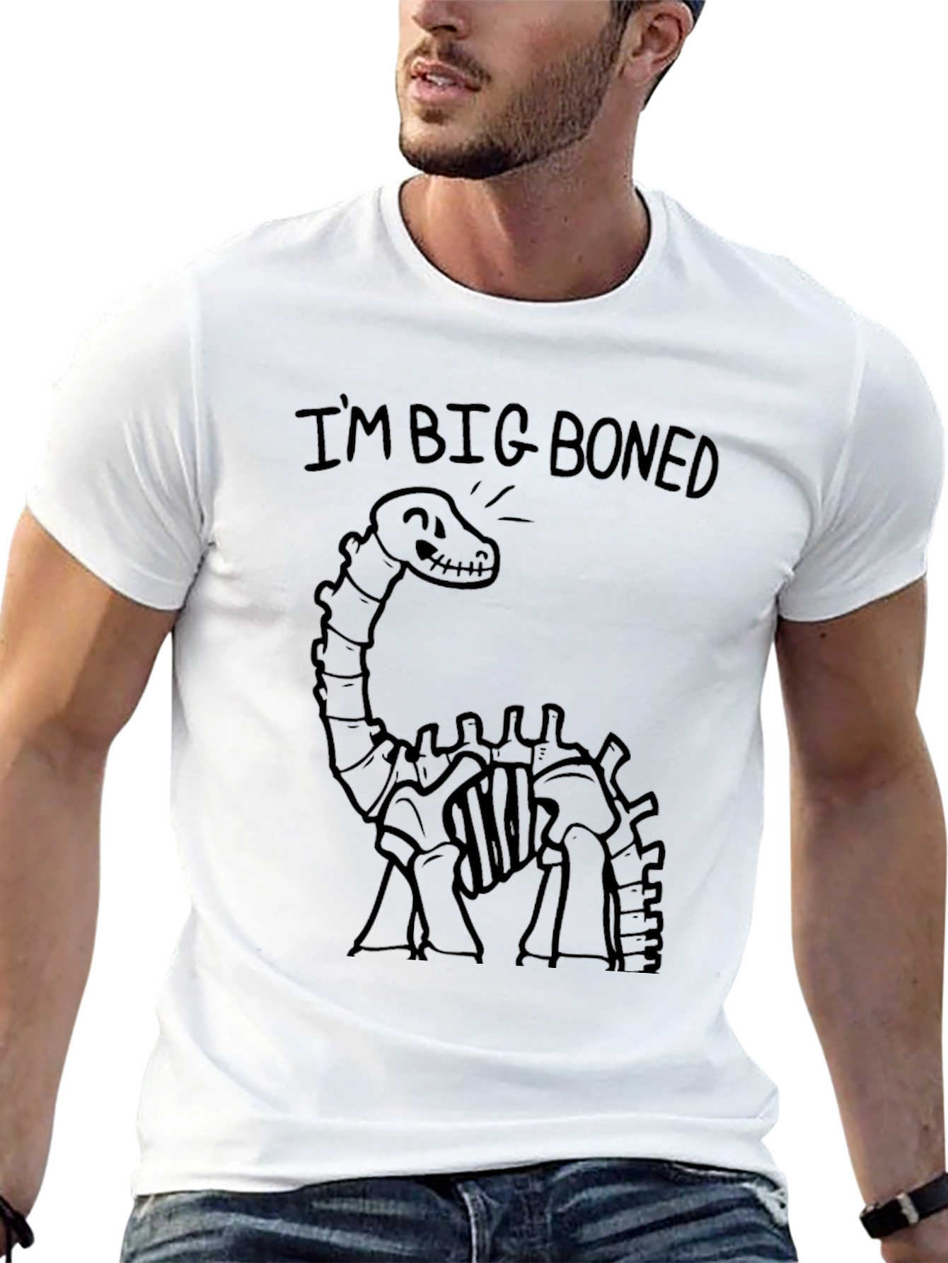 Big Boned Dinosaur Graphic T-Shirt - Black