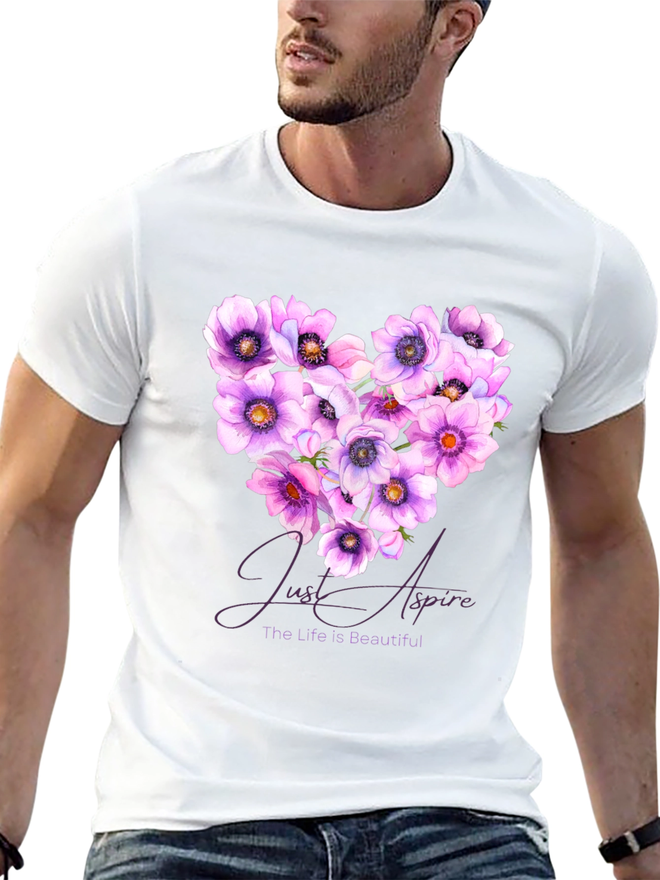 Floral Heart T-Shirt: Just Aspire