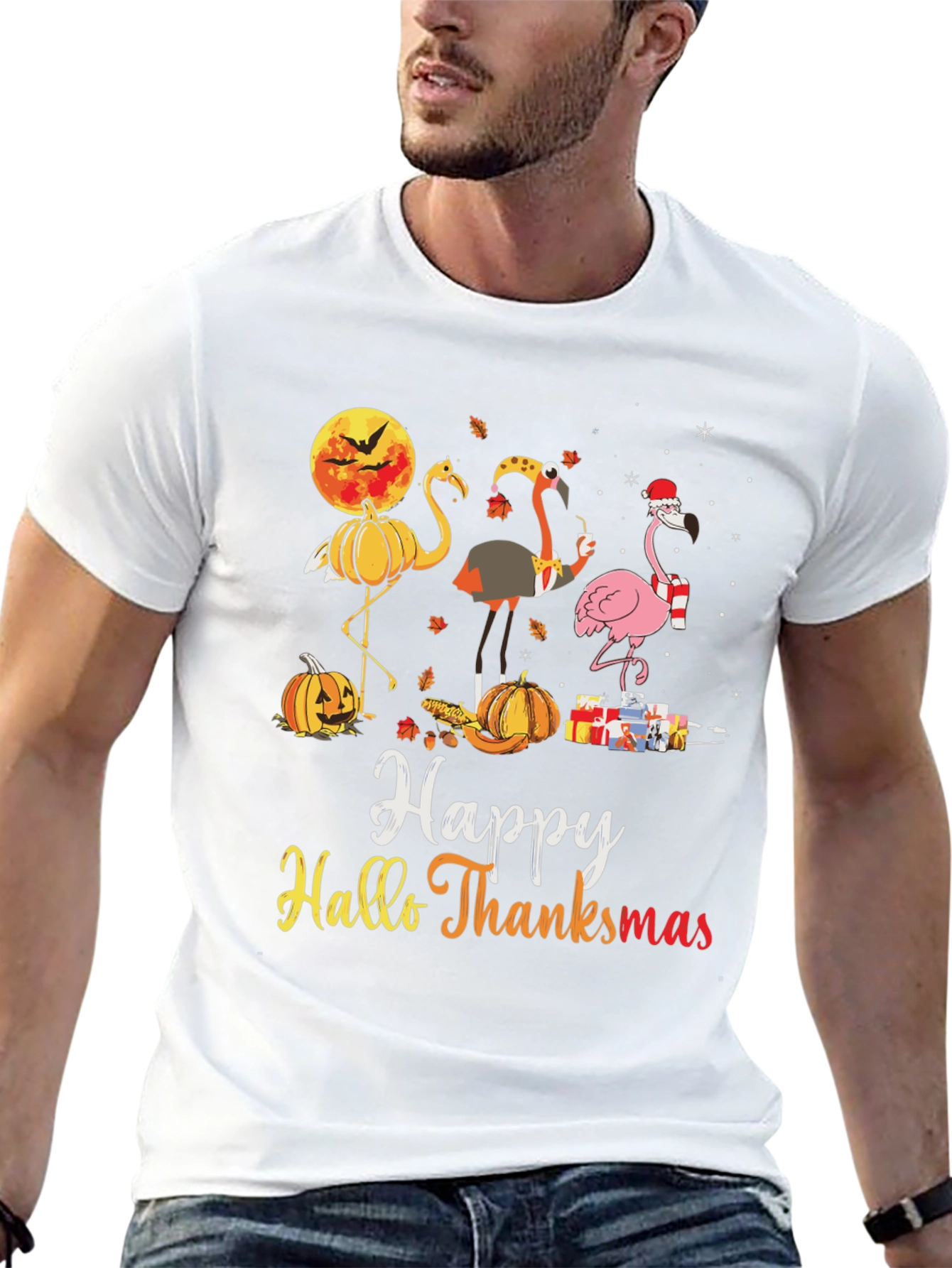 Festive Fall & Holiday Flamingo T-Shirt