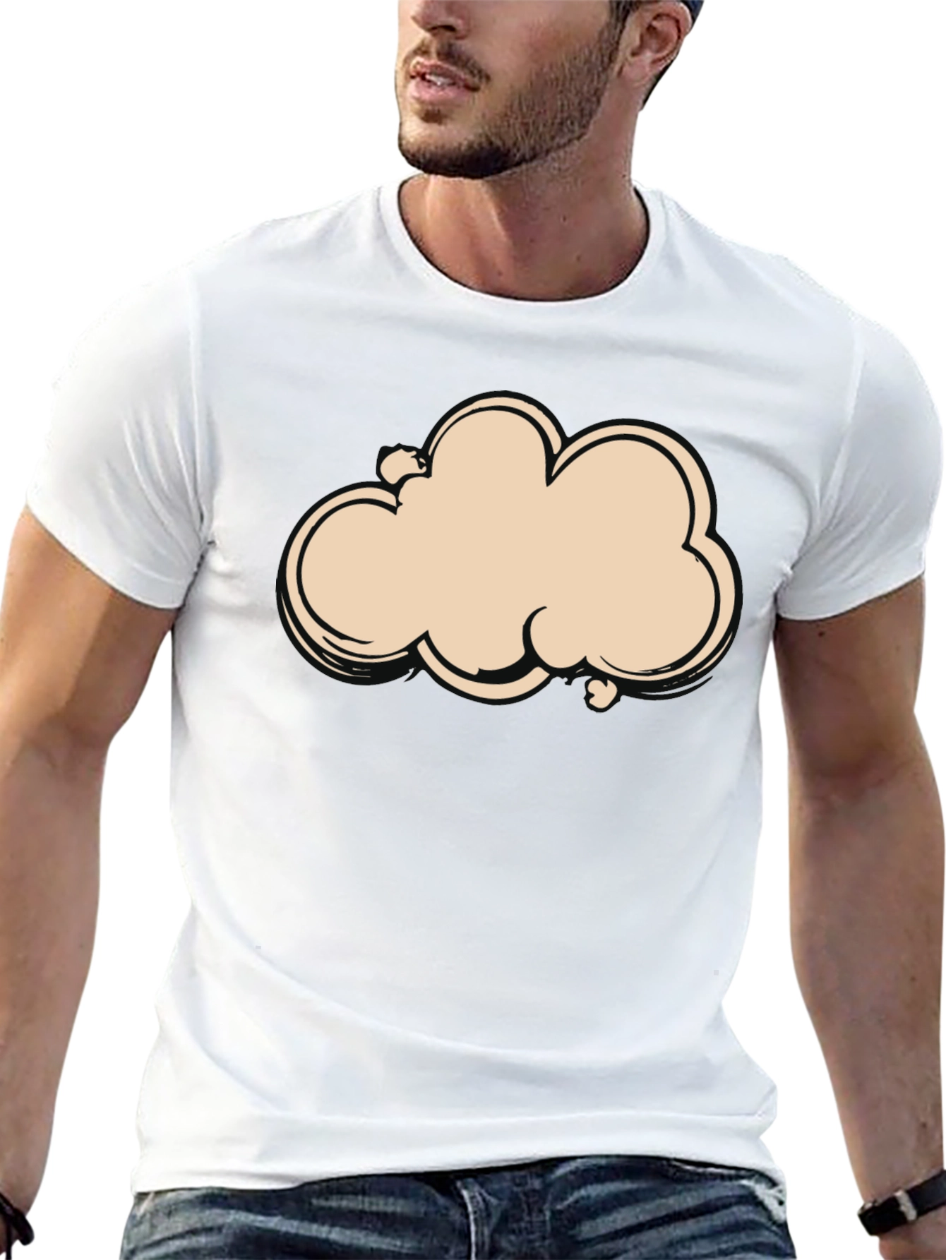 Cloud Graphic Tee - Black Cotton T-Shirt