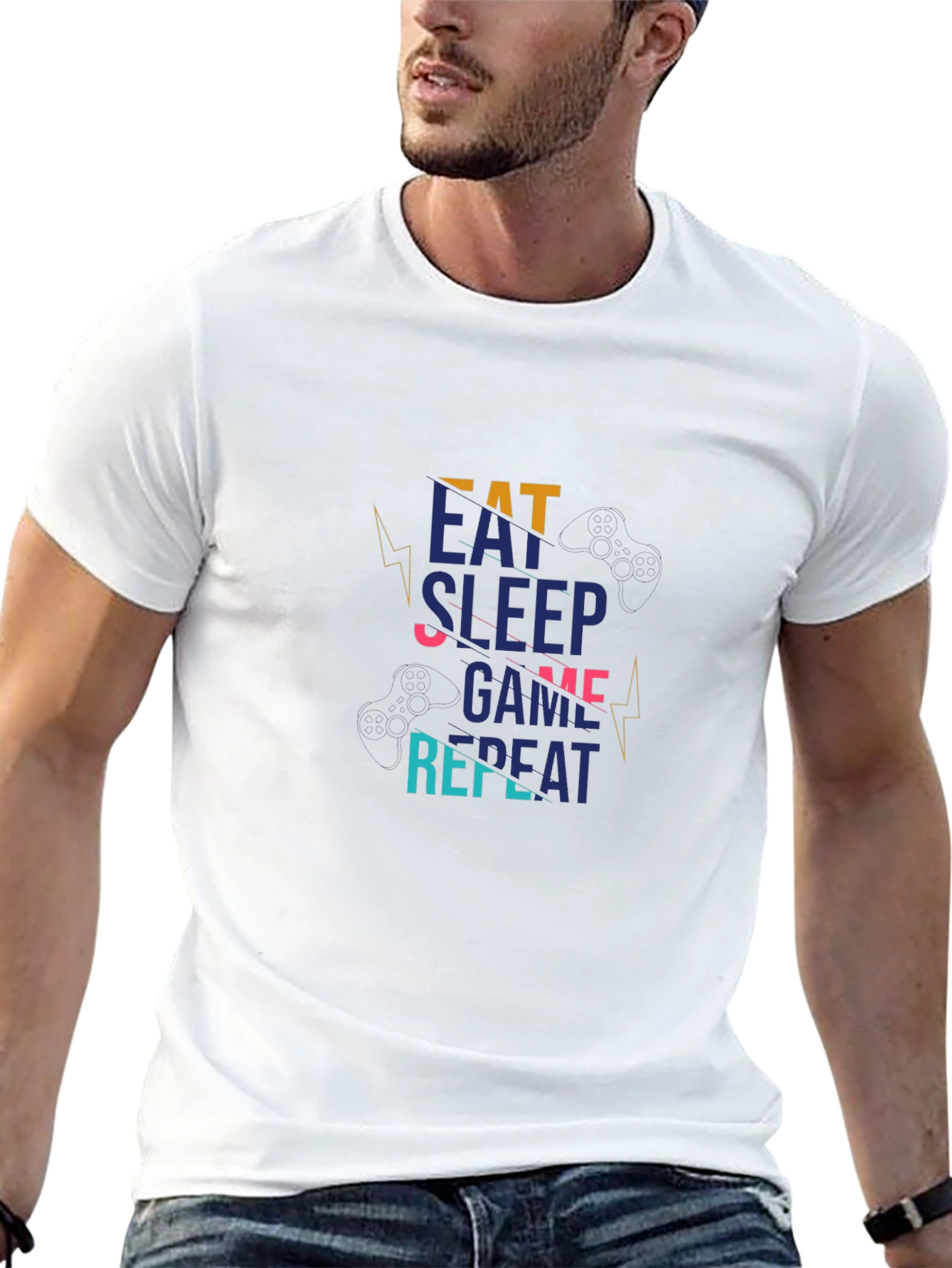 Eat Sleep Game Repeat Black Graphic Tee