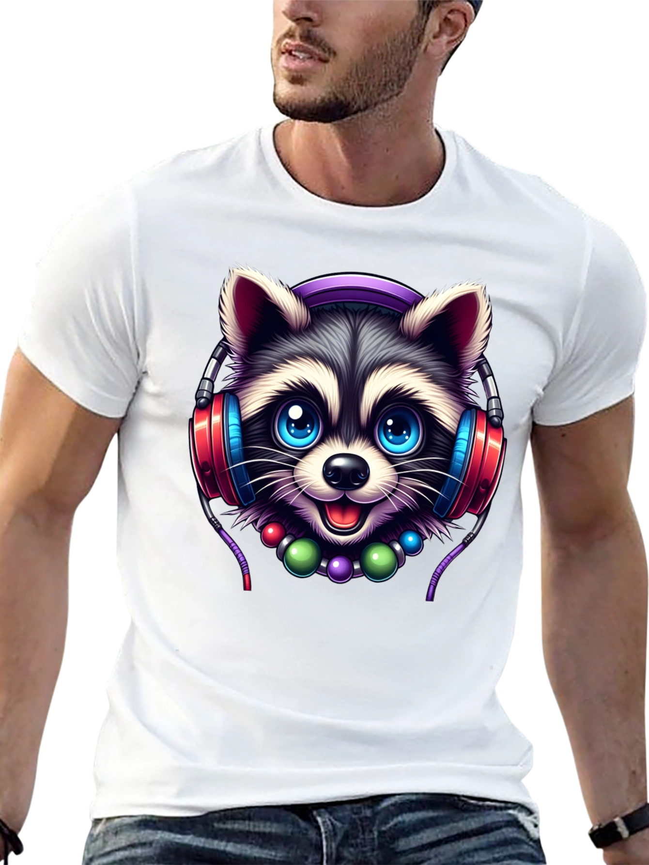 Cute Raccoon DJ Graphic T-Shirt