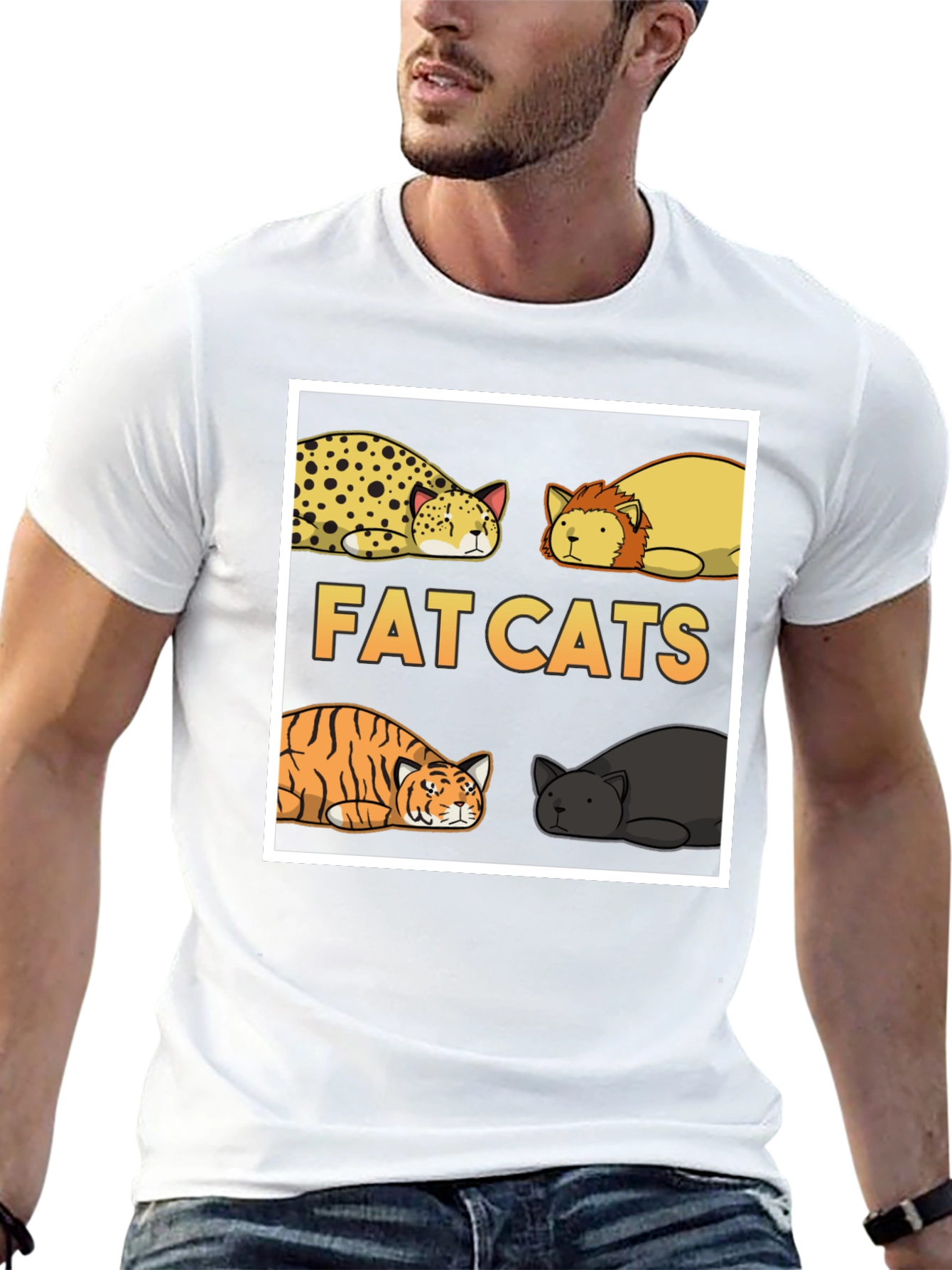 Fat Cats Graphic T-Shirt - Unisex Black Tee