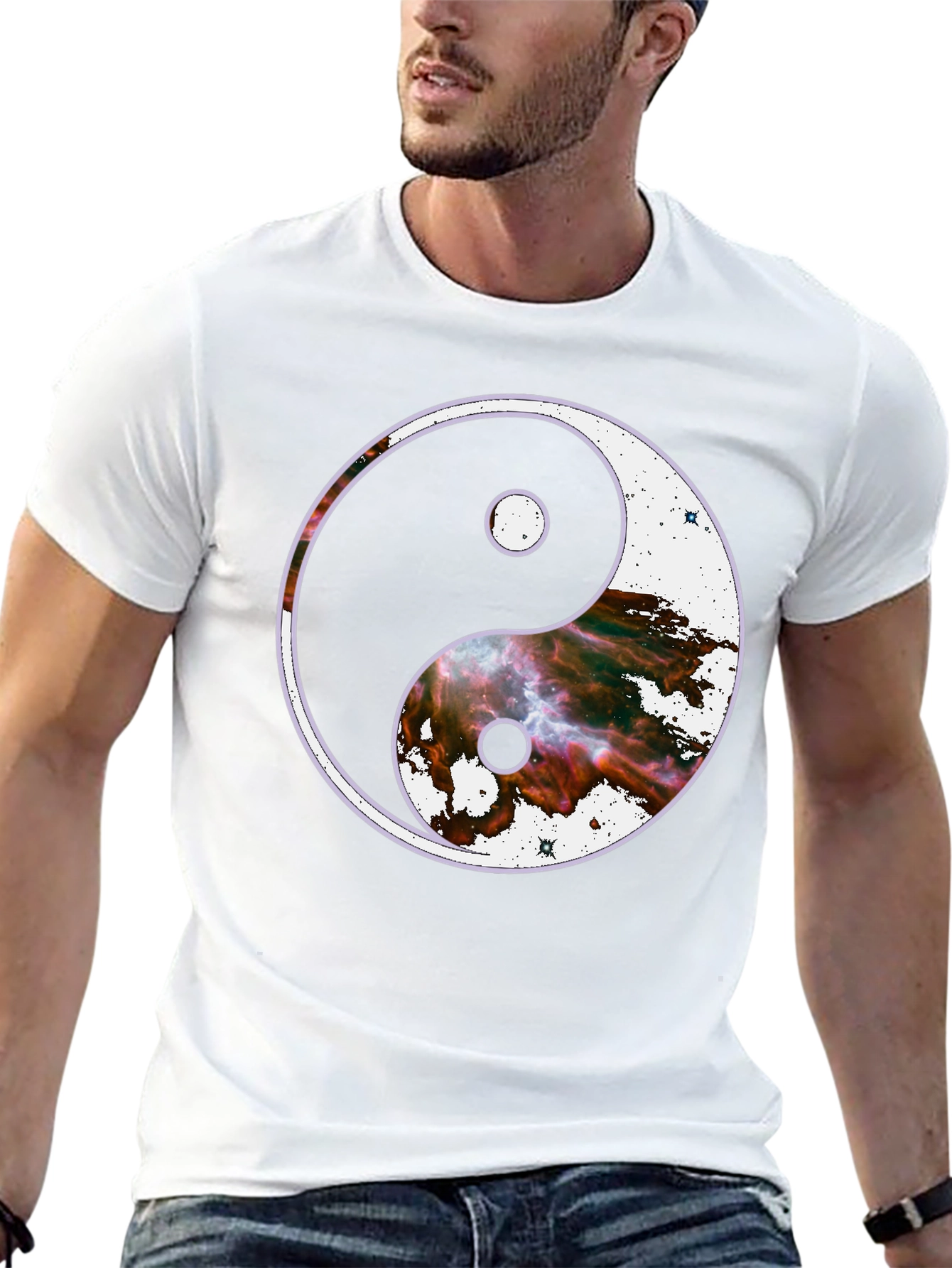 Yin Yang Galaxy Graphic Tee - Cosmic Balance